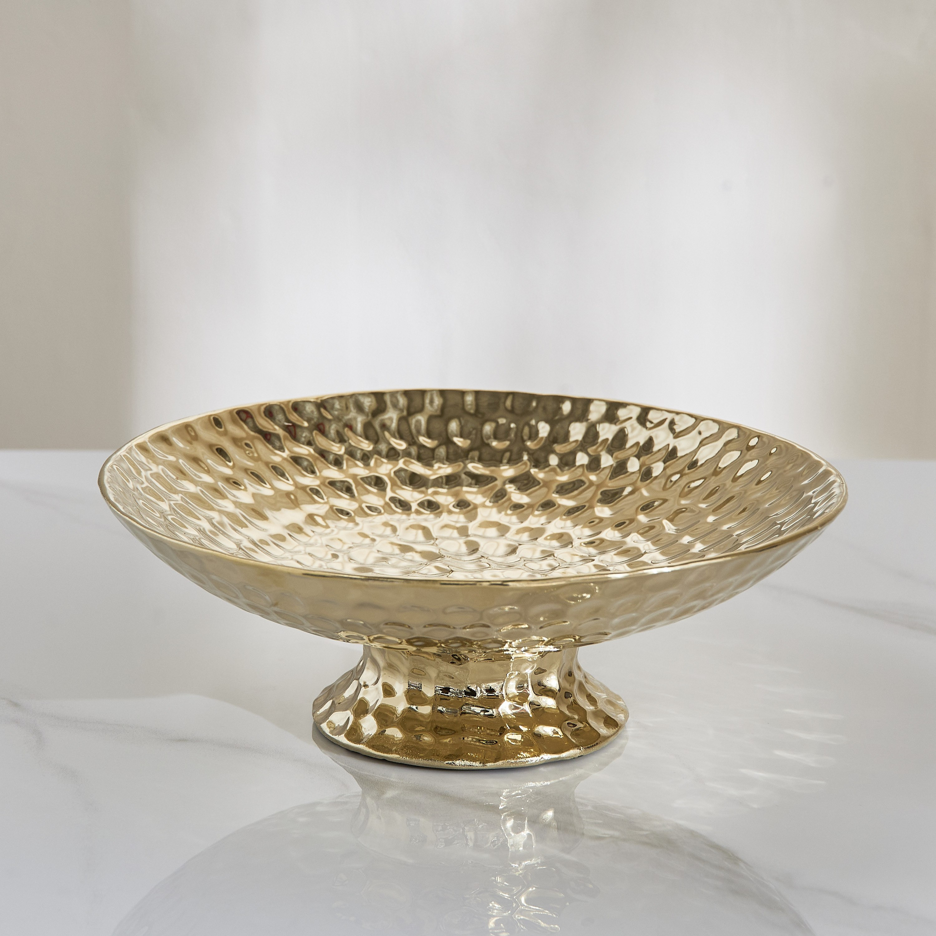 Sansa Duke Ceramic Hammered Finish Decorative Bowl with Stand - 25x25x9 cm-PROMO_HB_AE_B1G1_250925-image-2