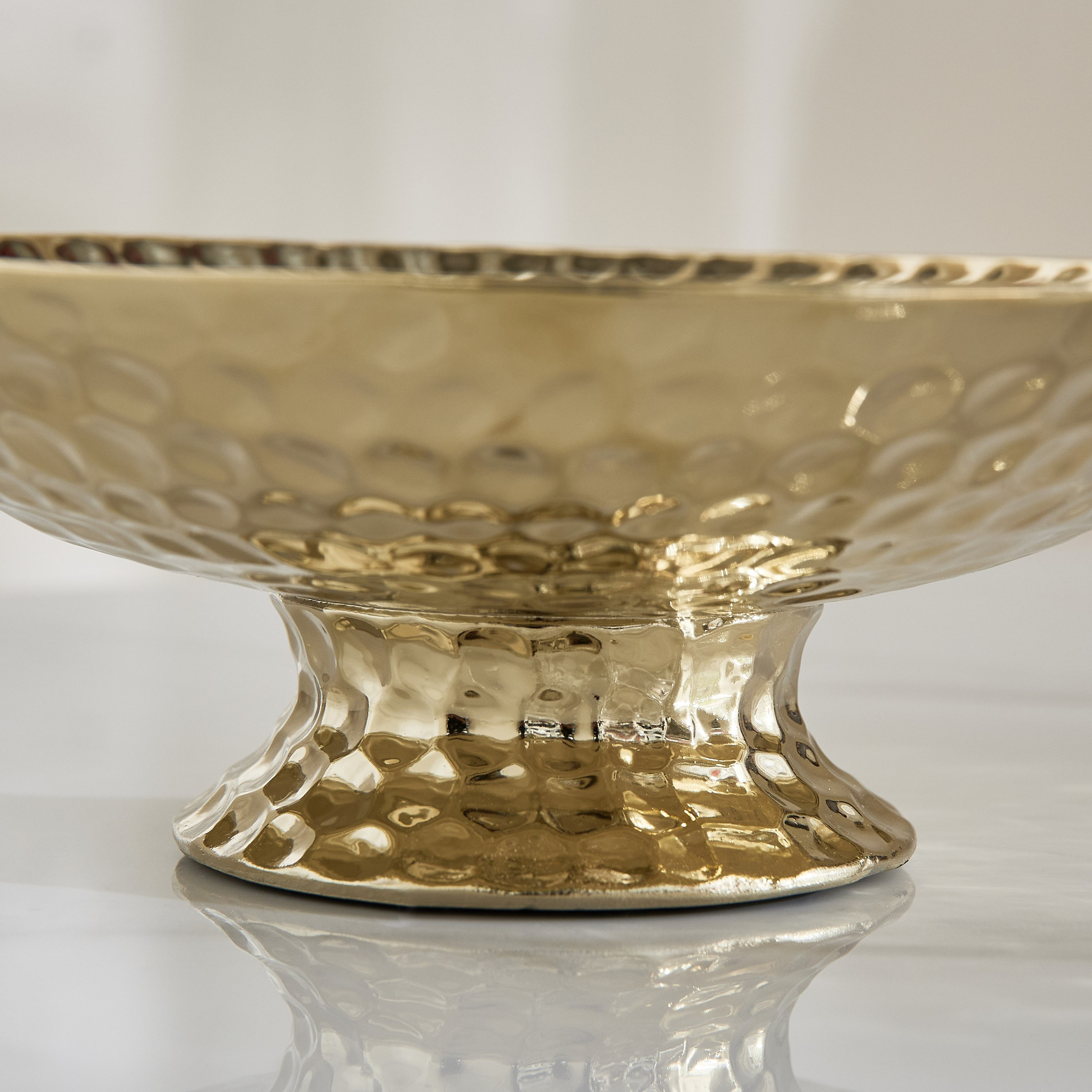 Sansa Duke Ceramic Hammered Finish Decorative Bowl with Stand - 25x25x9 cm-PROMO_HB_AE_B1G1_250925-image-4