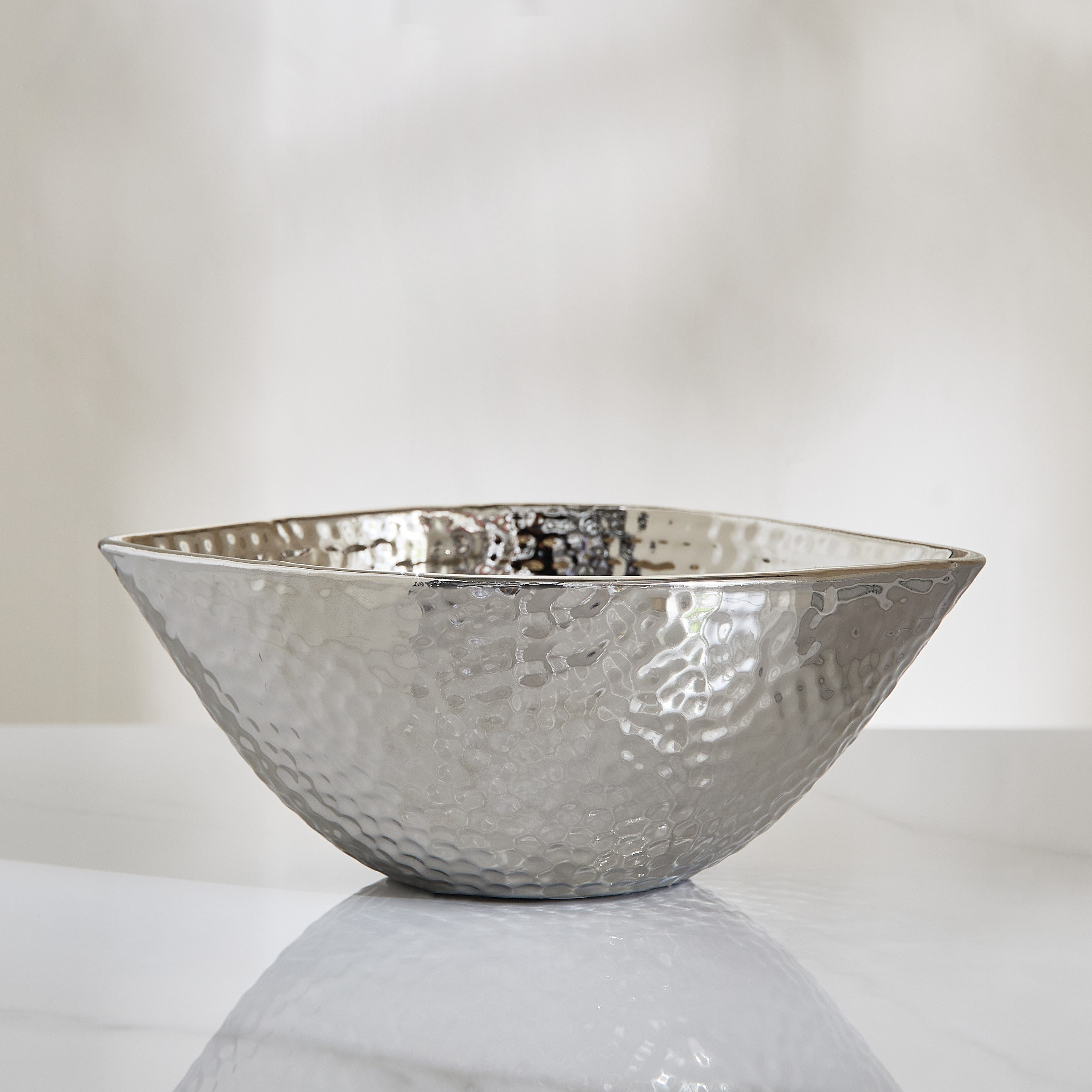 Sansa Duke Ceramic Hammered Finish Decorative Bowl Stand - 20.5x13.5x7.5 cm-hbxdecorandfurnishings-homeaccessories-bowls-image-2