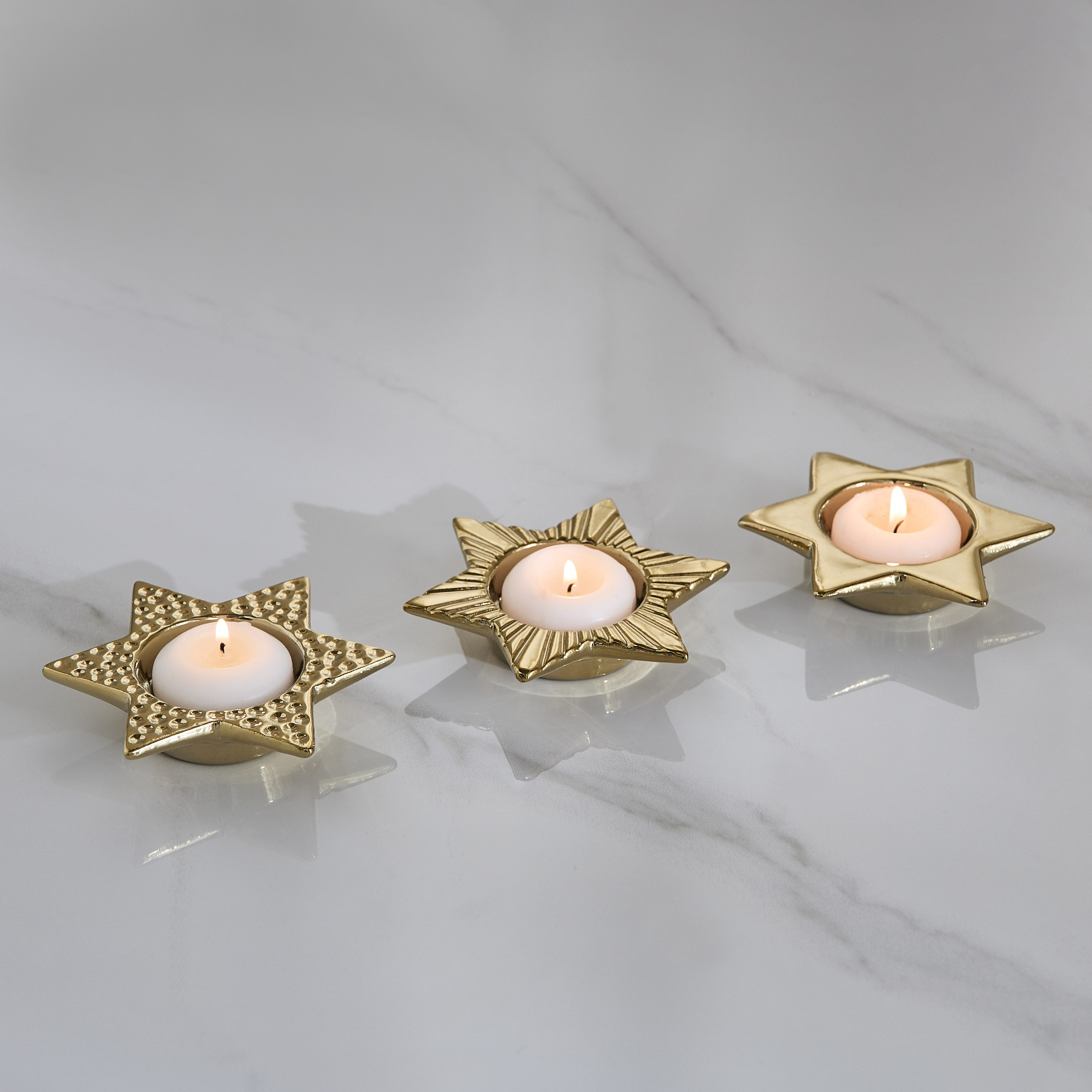 طقم حاملات شموع على شكل نجوم سيراميك 3 قطع دوك من سانسا - 11.5x10x2.5 سم-hbxlivingroom-decorandaccessories-candleholders-image-1