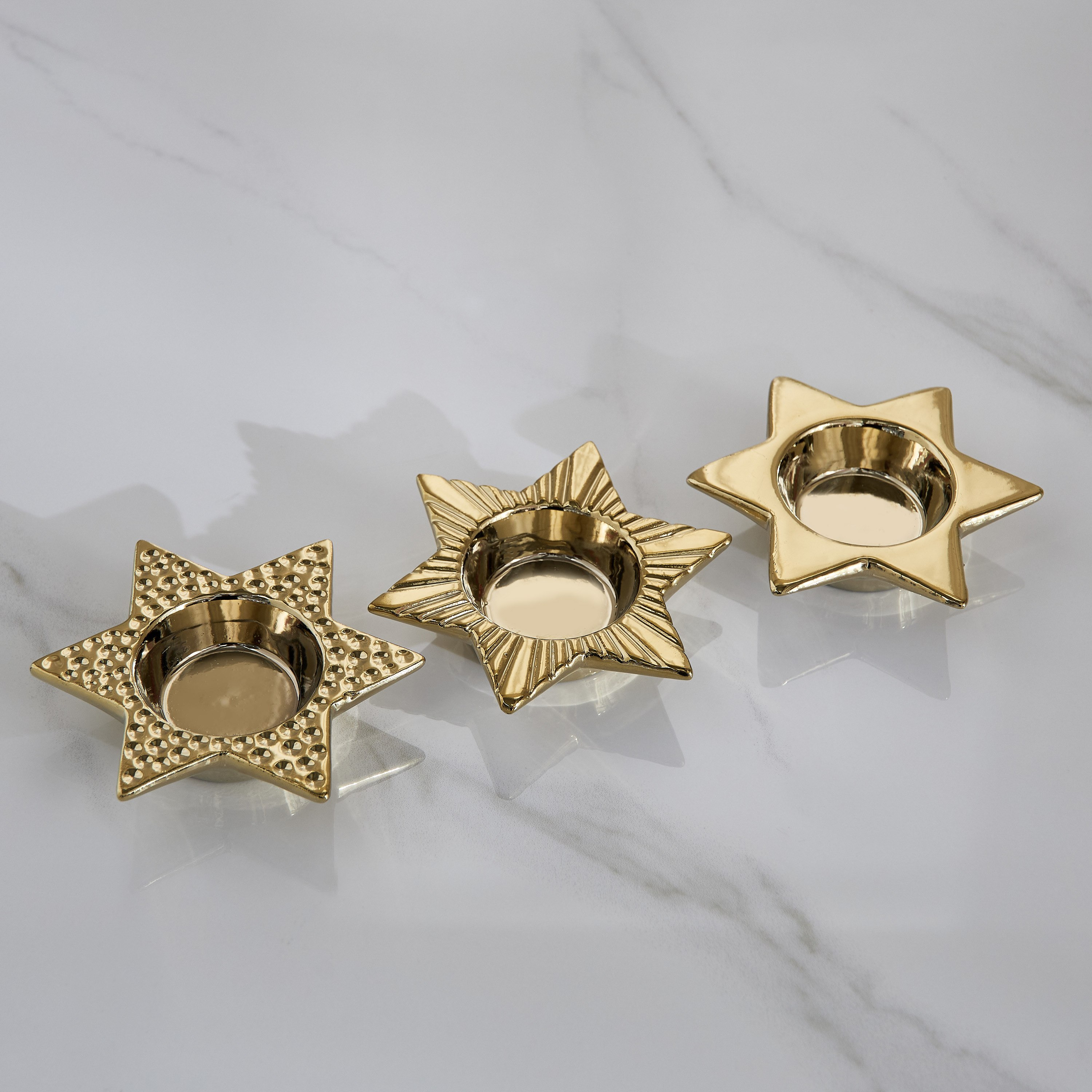 طقم حاملات شموع على شكل نجوم سيراميك 3 قطع دوك من سانسا - 11.5x10x2.5 سم-hbxlivingroom-decorandaccessories-candleholders-image-2