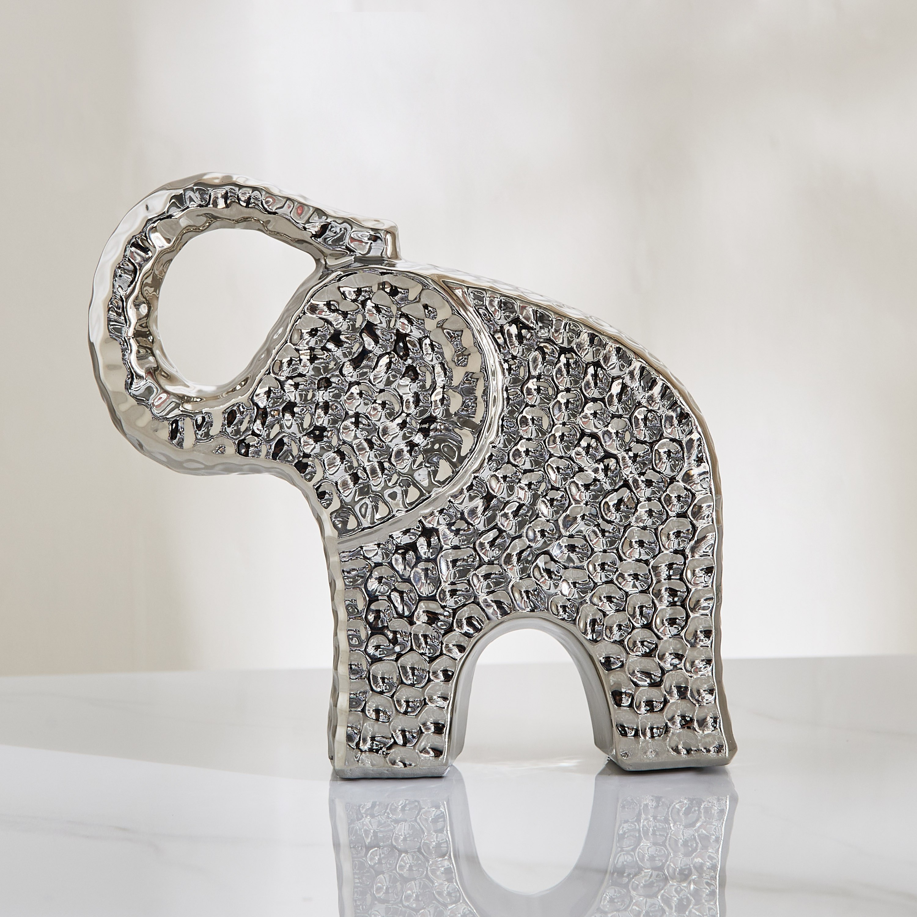 Sansa Duke Ceramic Hammered Finish Elephant Table Decor - 22x7.5x21 cm-hbxhomeware-homedecor-figurinesandornaments-image-2