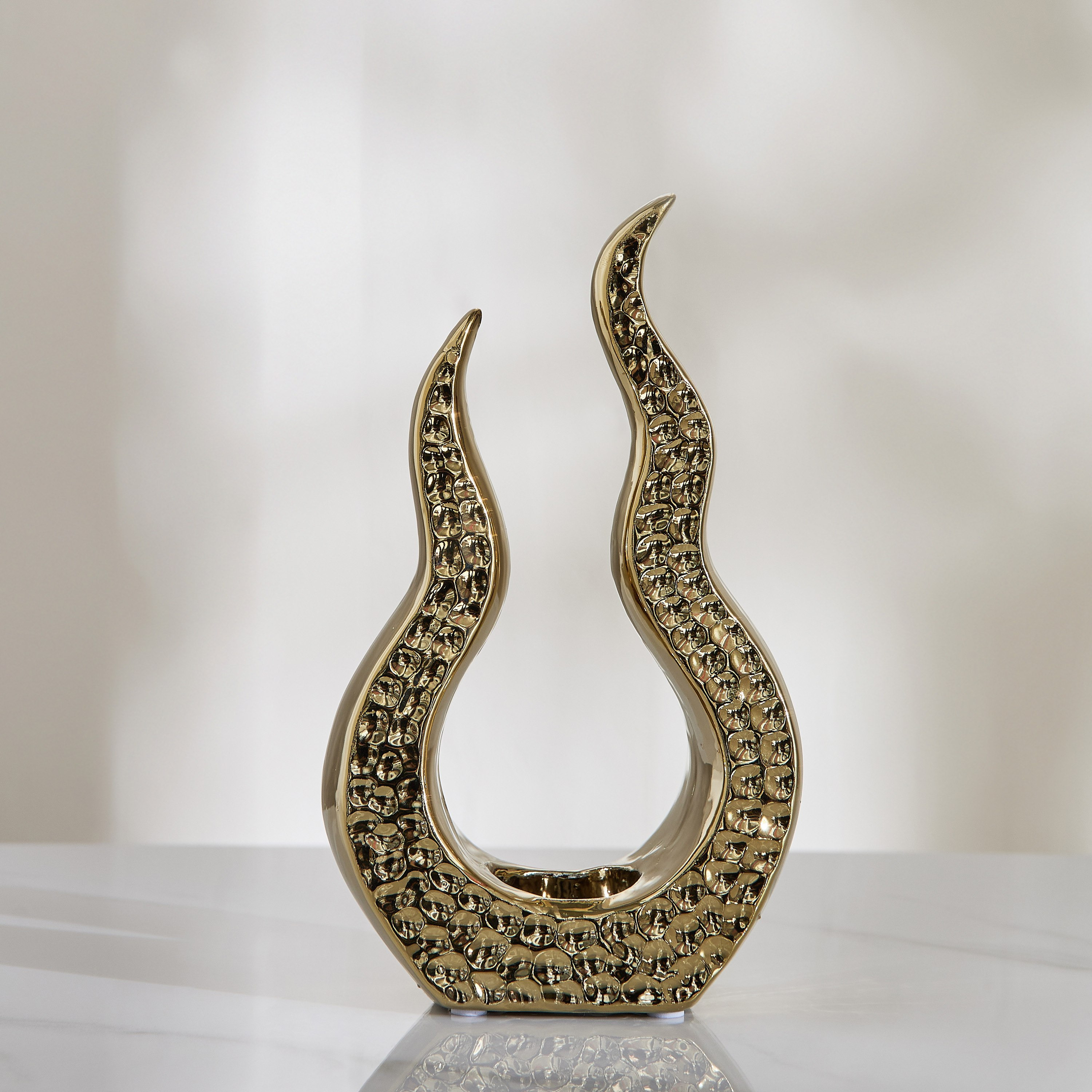 Sansa Duke Ceramic Hammered Finish Candleholder - 13.5x7.5x23 cm-hbxlivingroom-decorandaccessories-candleholders-image-2