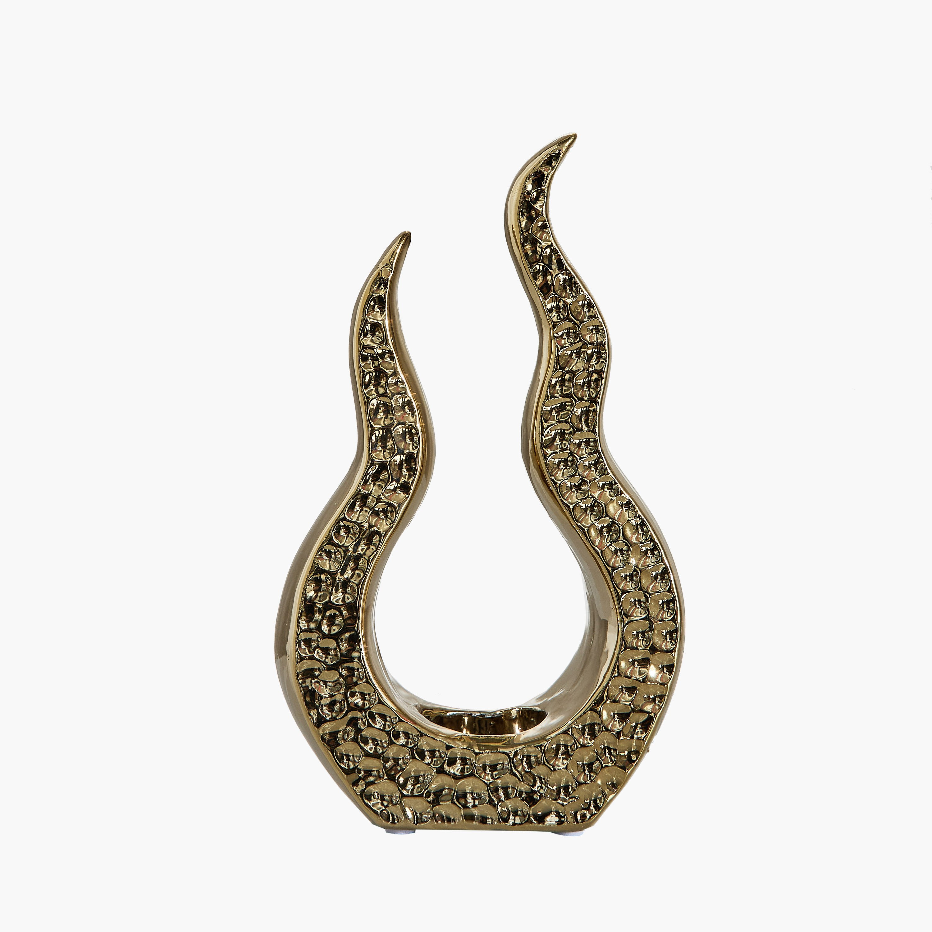 Sansa Duke Ceramic Hammered Finish Candleholder - 13.5x7.5x23 cm-hbxlivingroom-decorandaccessories-candleholders-image-5