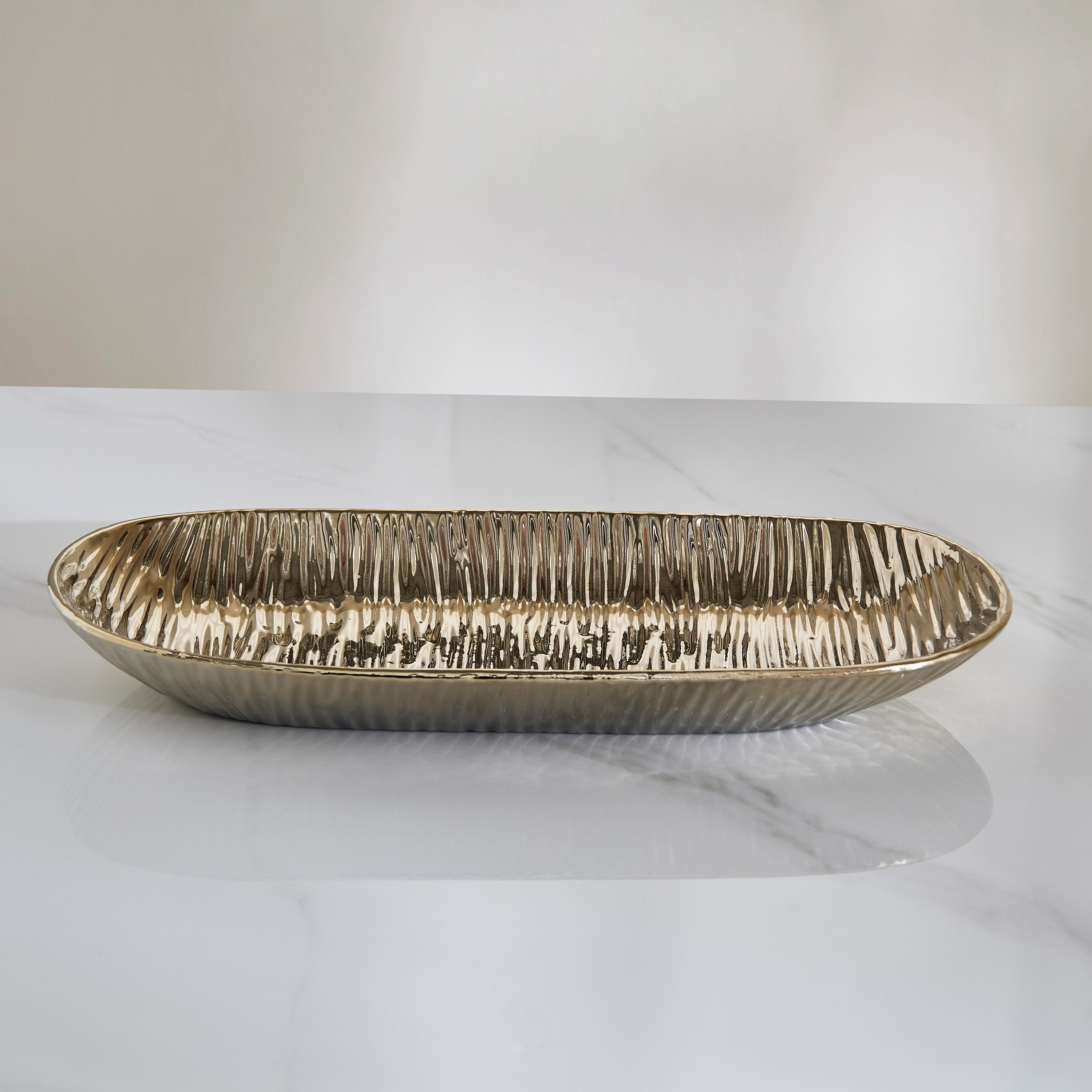 Sansa Duke Ceramic Ribbed Decorative Tray - 39.5x18x4.5 cm-hbxhomeware-hbxdecorandfurnishings-image-2