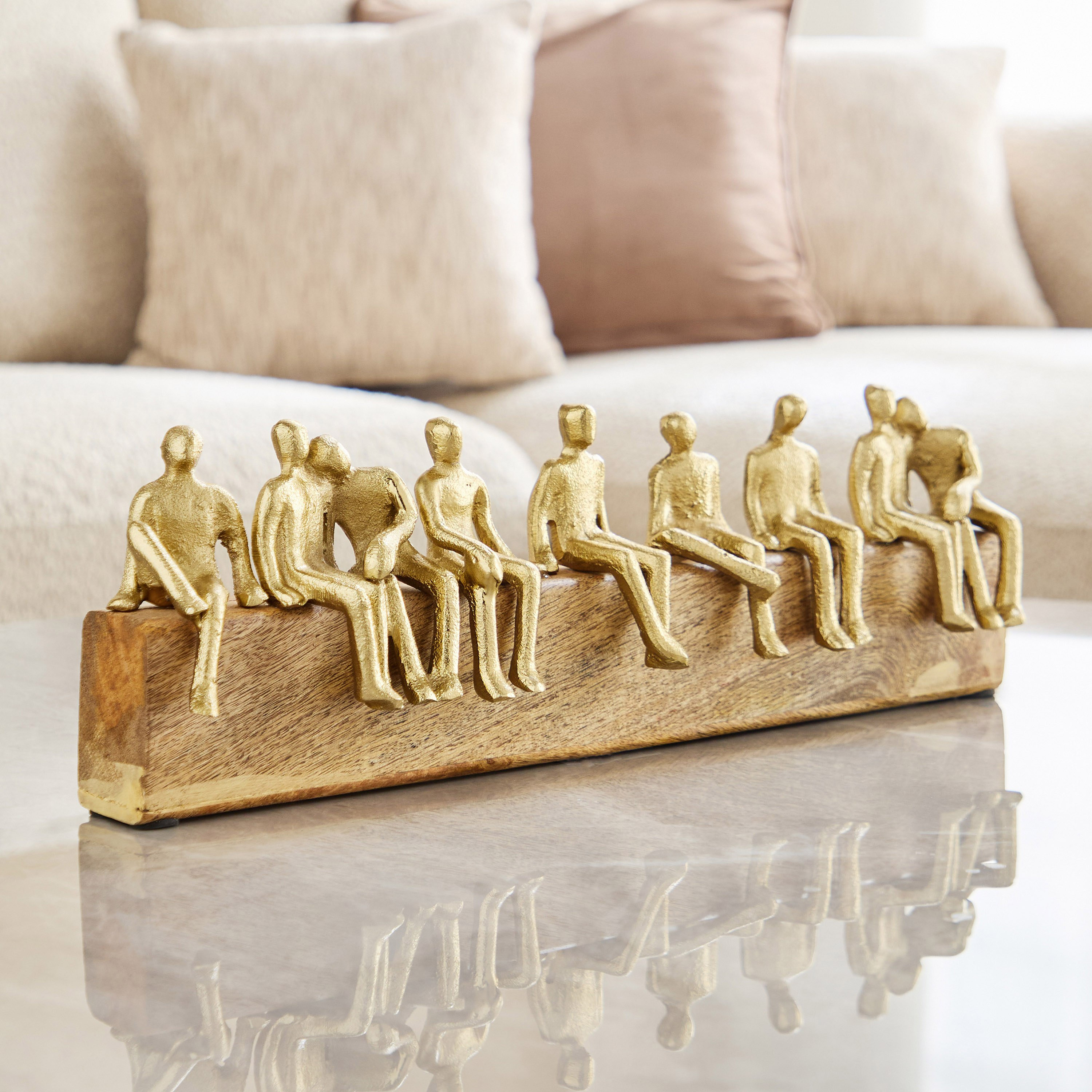 تحفة زينة بشر ألمنيوم مع قاعدة خشبية "موديستي أودين" من ستافورد ليف - 40x7x13 سم-hbxhomeware-homedecor-figurinesandornaments-image-1