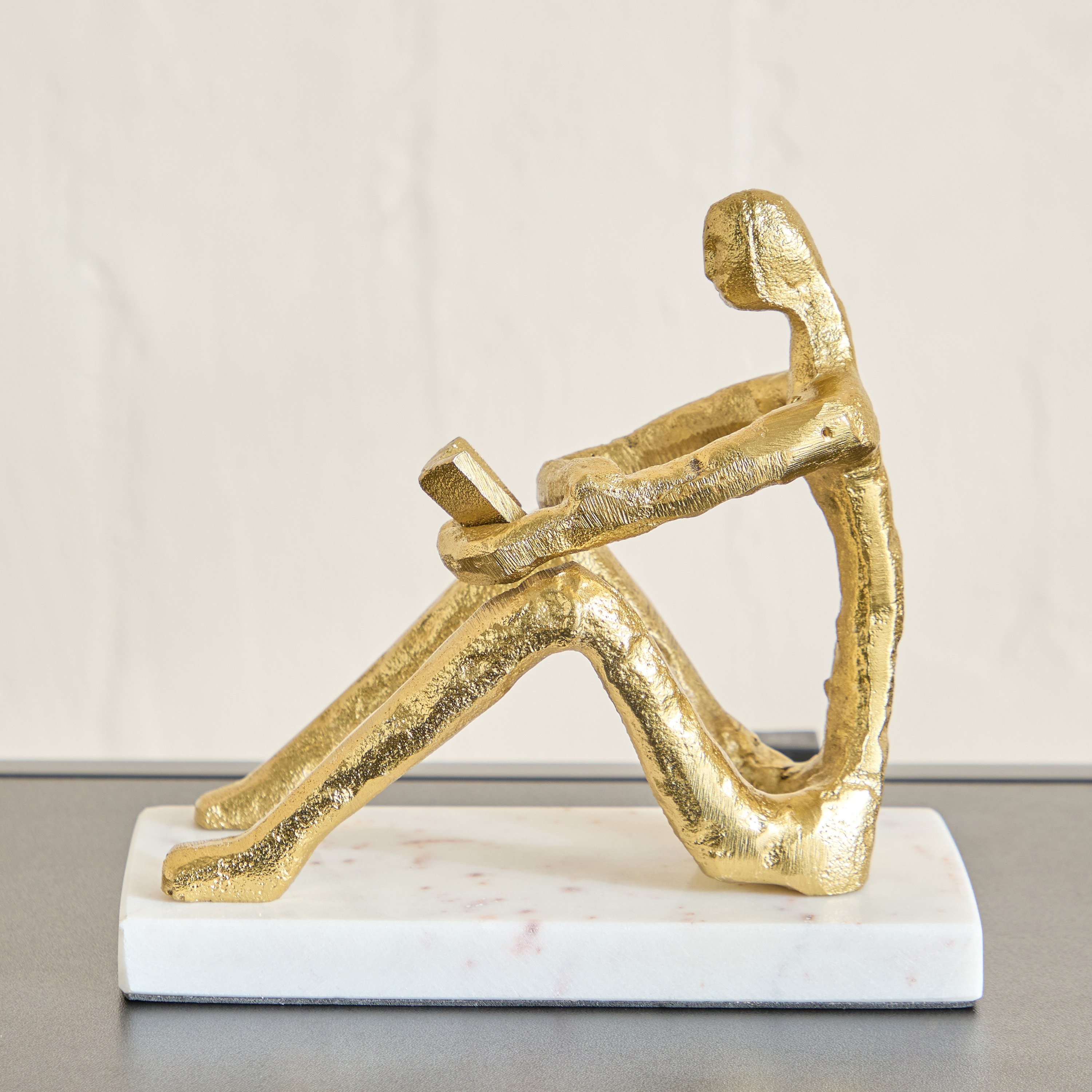 Odin Aluminium Reading Men Group on Marble Base - 16.5x9x16 cm-hbxhomeware-homedecor-figurinesandornaments-image-2