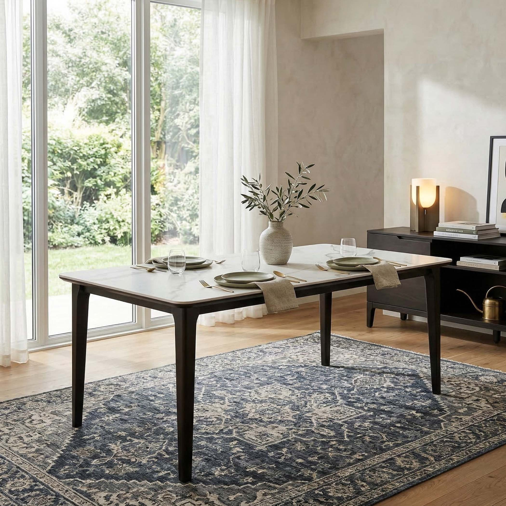 Valeria 6-Seater Sintered Stone Top Dining Table With Solid Wood Base-hbxdiningroom-diningtablesandsets-diningtables-sixseater-image-2
