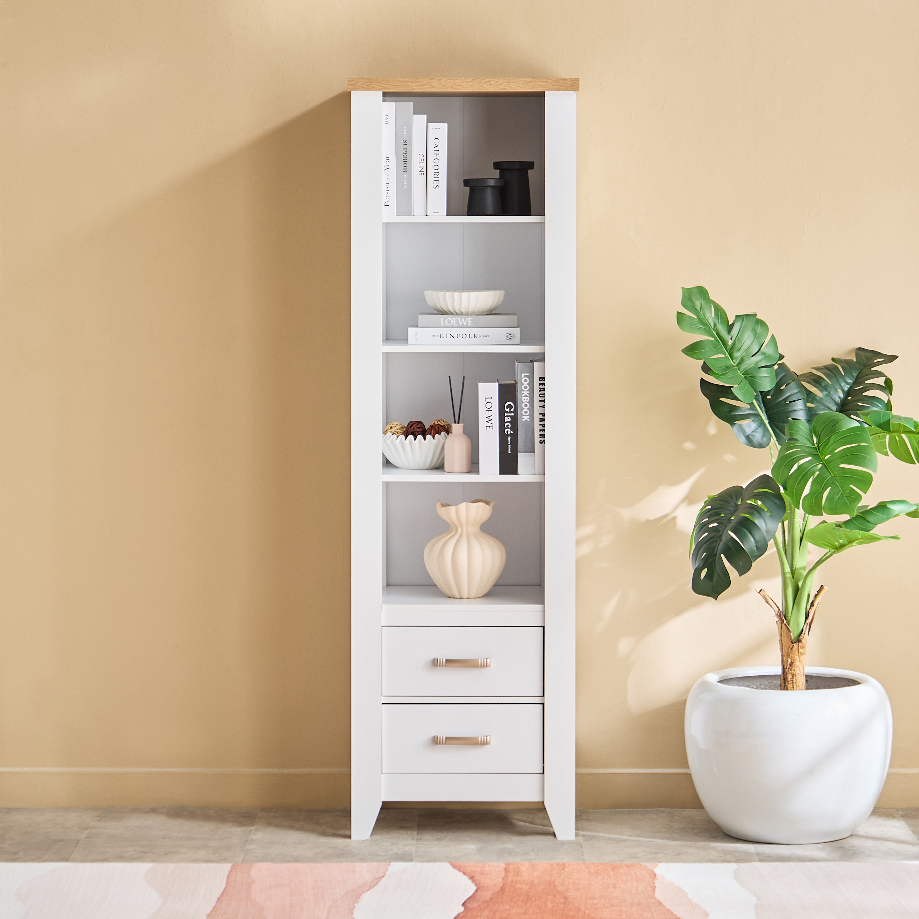 Movo Sky 2-Drawer Tall Bookcase with Display Cabinet-hbxfurniture-office-bookcases-image-2