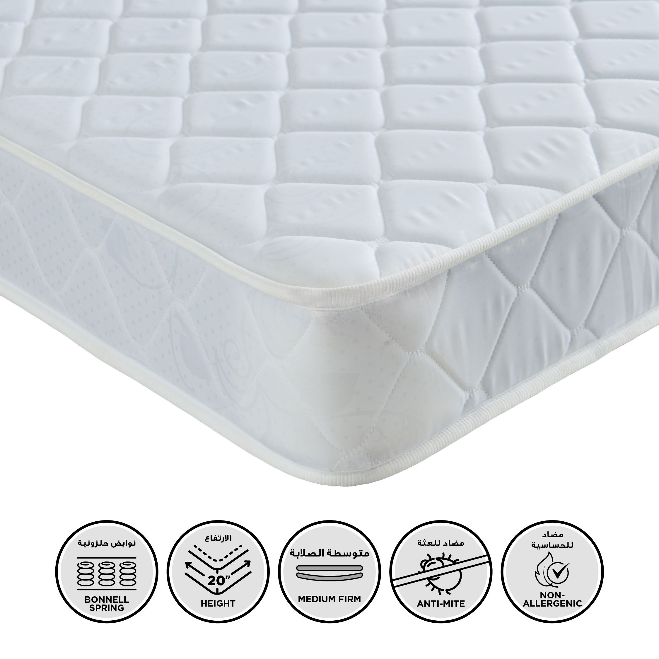 مرتبة فردية بنوابض حلزونية عالية المرونة من آي برايم نكست - 90×190×20 سم-hbxfurniture-bedroom-mattresses-single-image-1