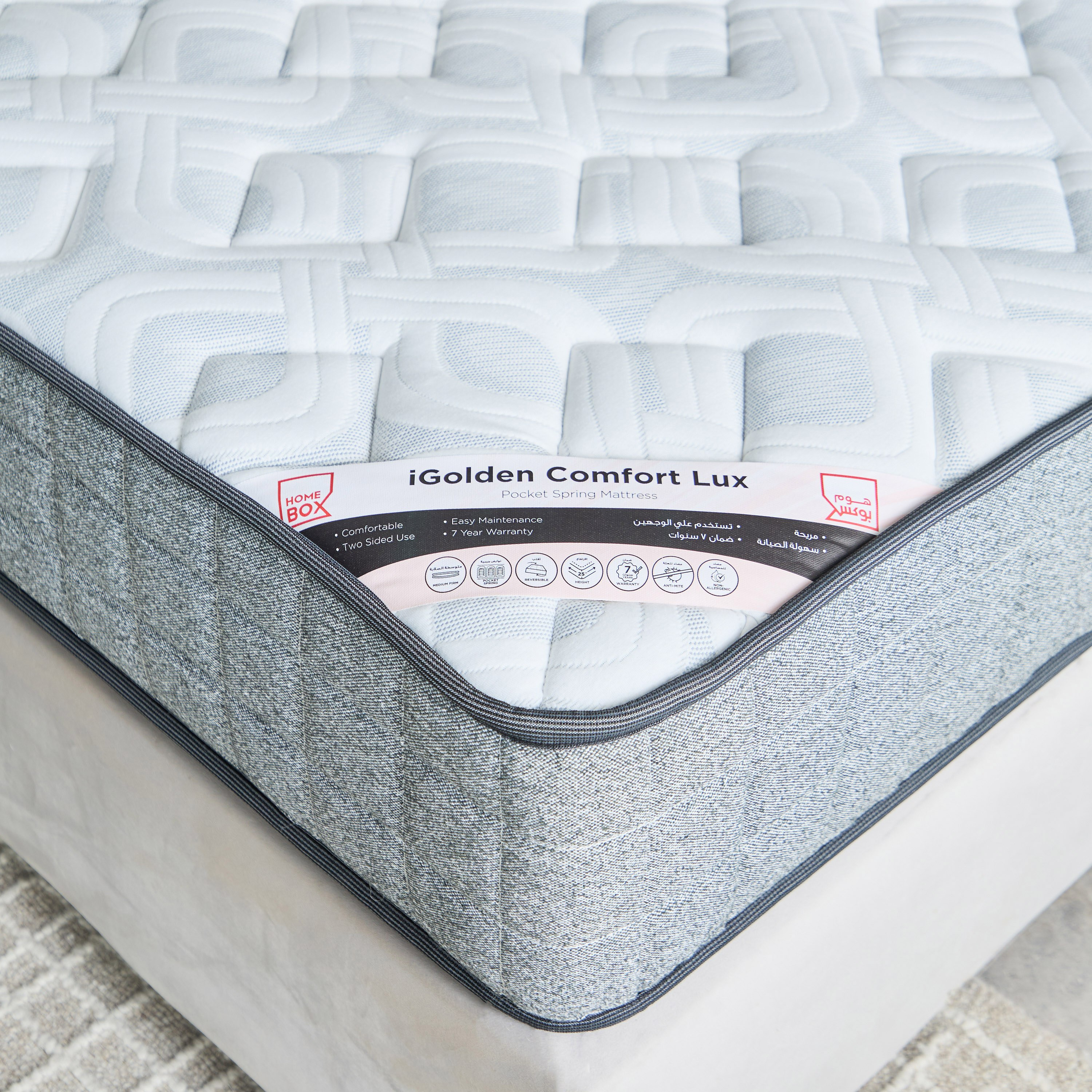 iGolden Comfort Lux Pocket Spring King Mattress - 180x200x25 cm-hbxfurniture-mattresses-king-image-2
