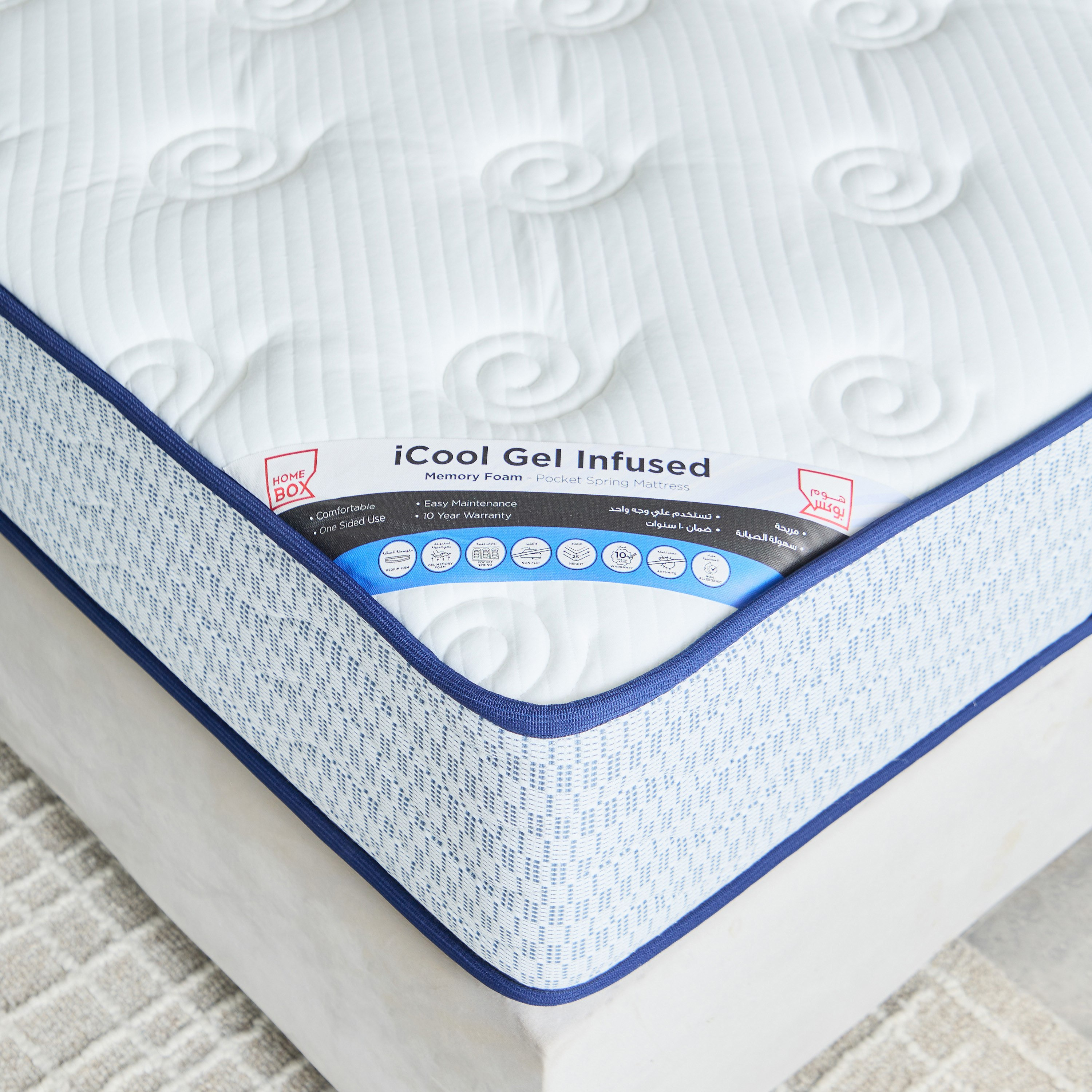 iCool Gel Infused Memory Foam Pocket Spring King Mattress - 180x200x25 cm-hbxfurniture-mattresses-king-image-1