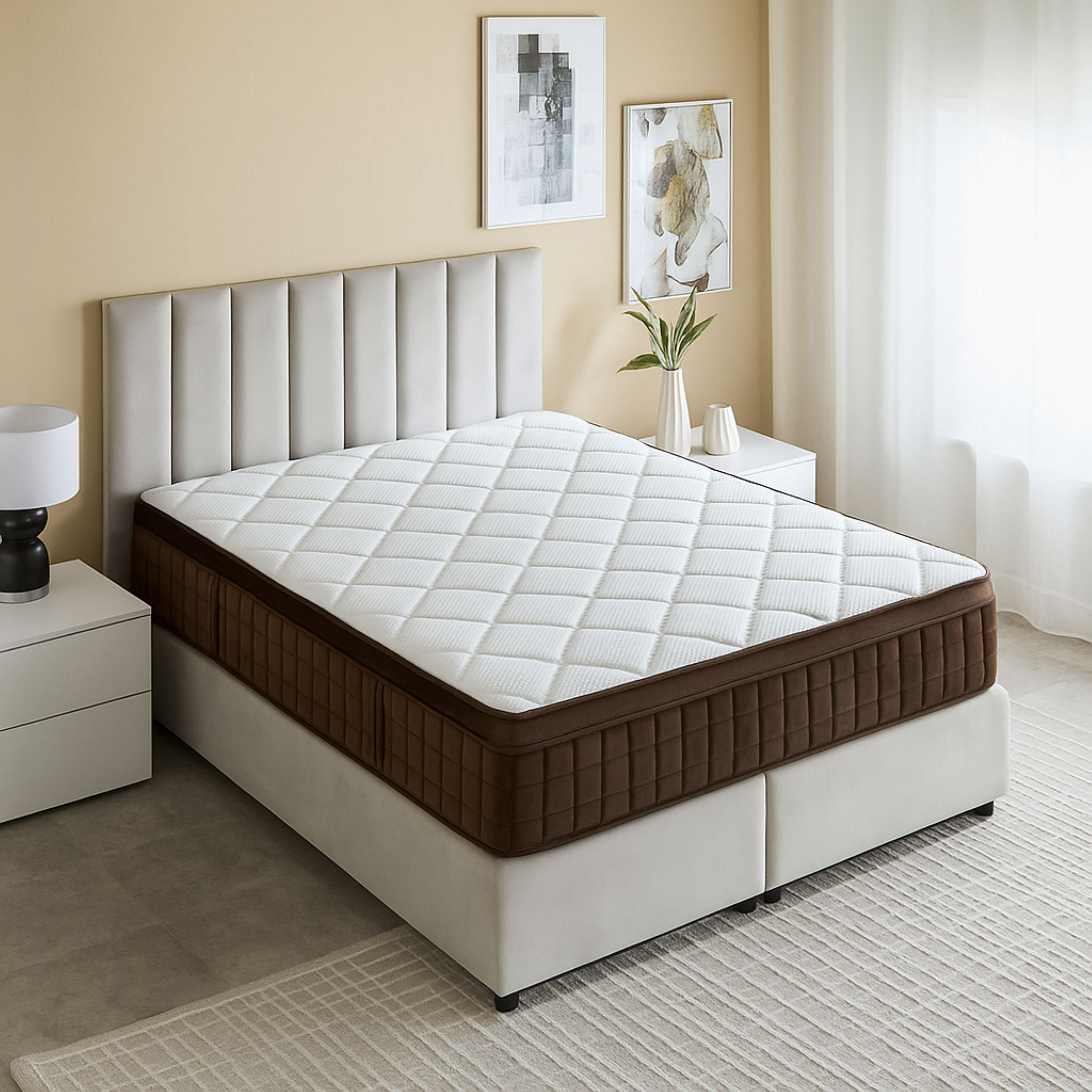 مرتبة كوين بإسفنج فيسكو ميموري عالي المرونة ونوابض جيبية من آي جيل - 140×200×30 سم-hbxbedroom-mattresses-queen-image-3