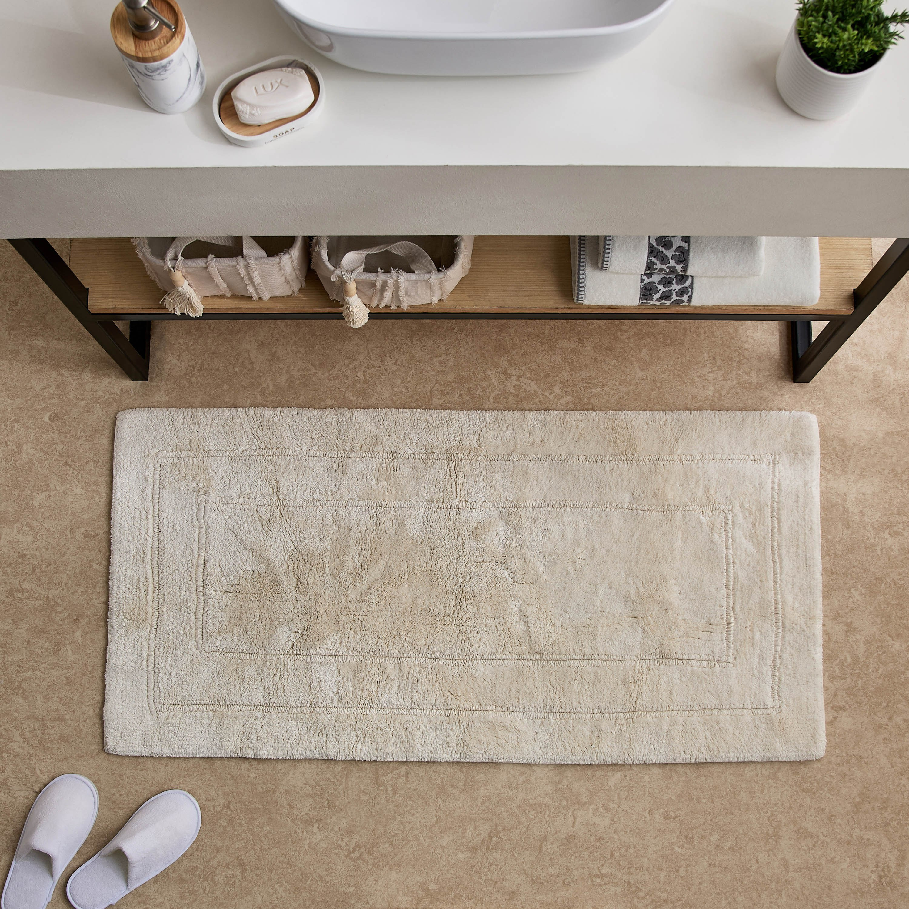 Luxy Bliss Daytona Reversible Cotton Bath Mat - 60x120 cm-hbxbedroom-floorcoverings-bathmats-image-1