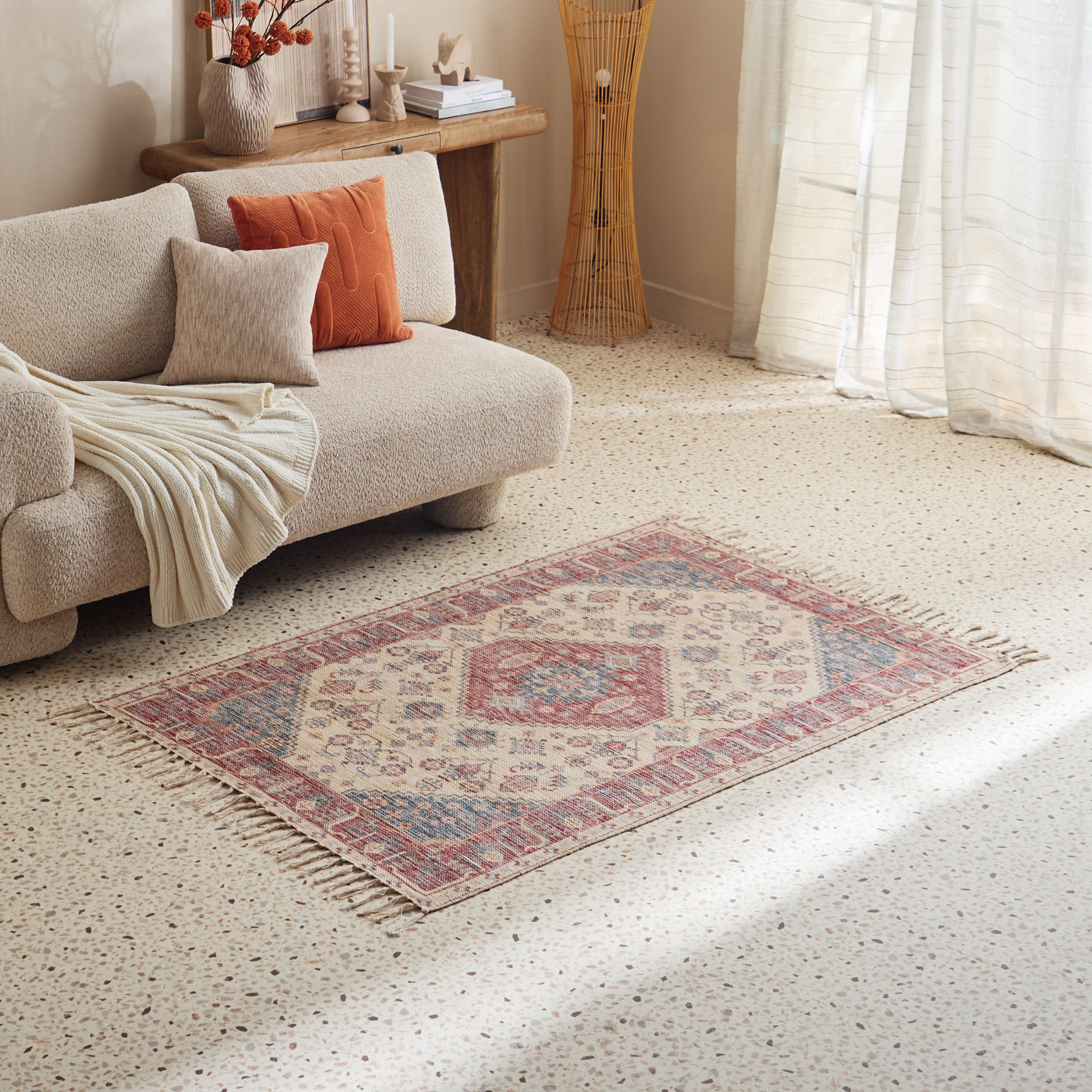 Glimmer Vega Handmade Printed Dhurrie - 110x160 cm-hbxdecorandfurnishings-floorcoverings-rugs-image-1