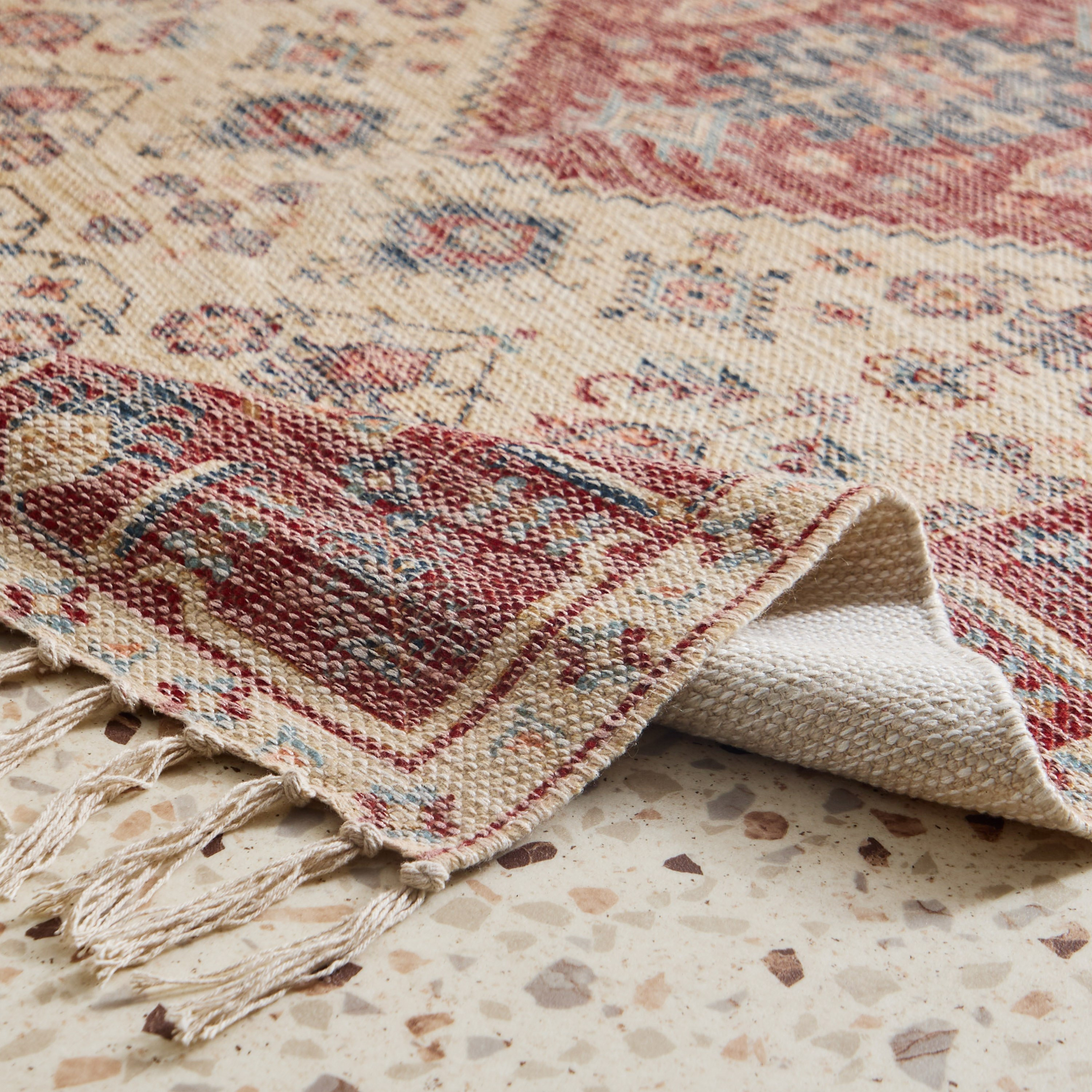 Glimmer Vega Handmade Printed Dhurrie - 110x160 cm-hbxdecorandfurnishings-floorcoverings-rugs-image-4