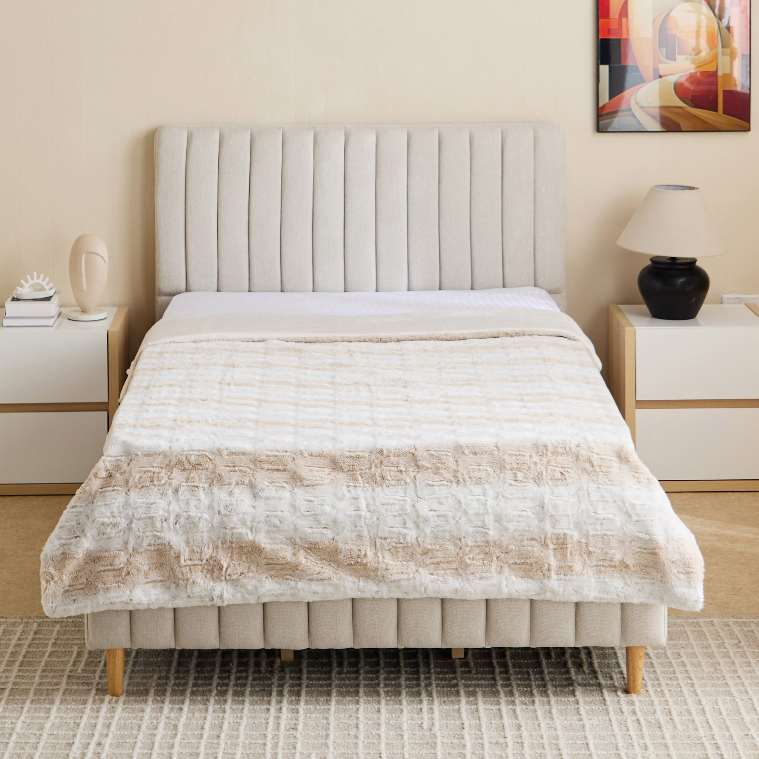 Edure Textured Rabbit Fur Twin Blanket - 150x220 cm-hbxhomeware-hbxbedroom-image-2