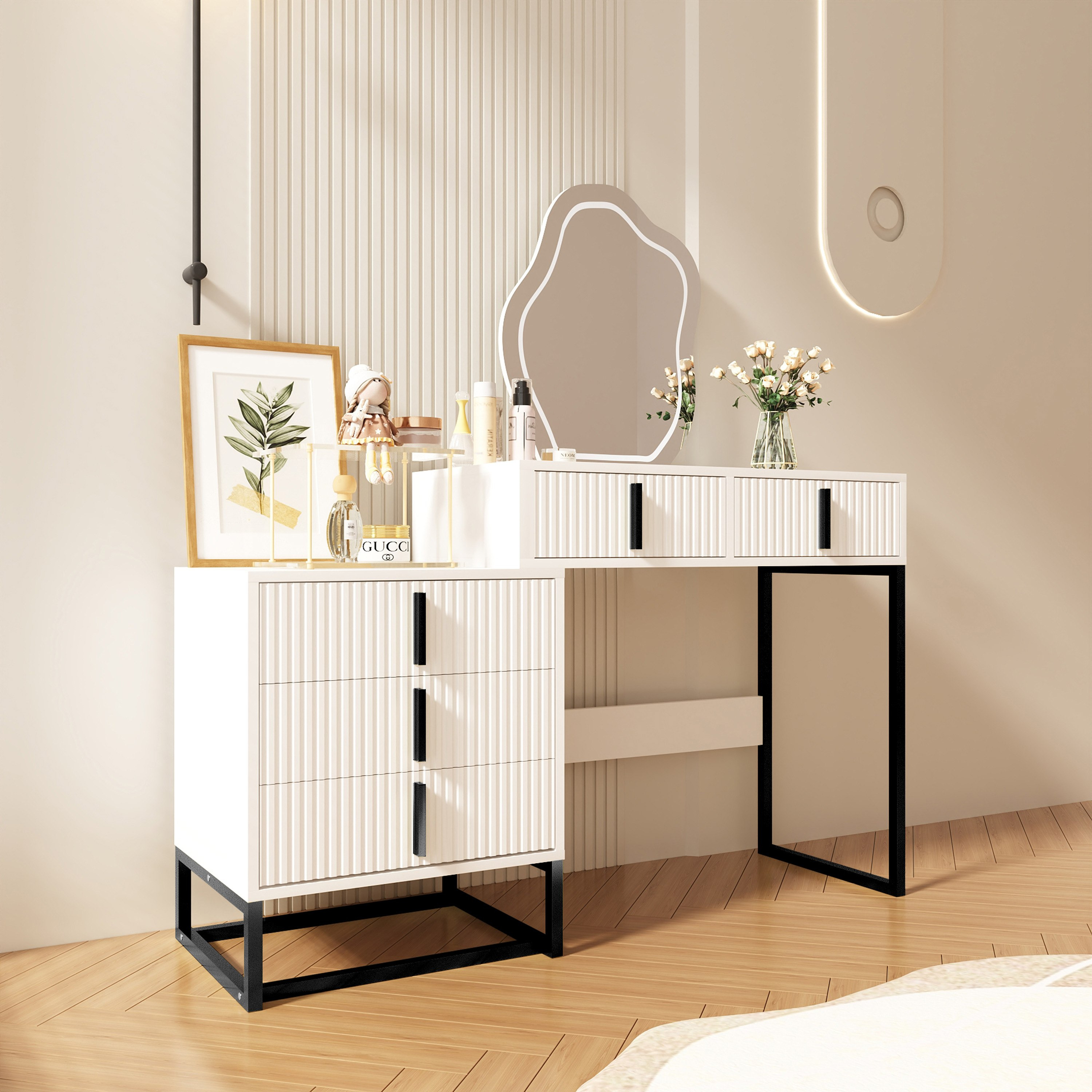 تسريحة بـ5 أدراج مع إضاءة المرآة من أورا-PROMO_HB_UAE_THRESHOLD_Furniture_020426-image-1