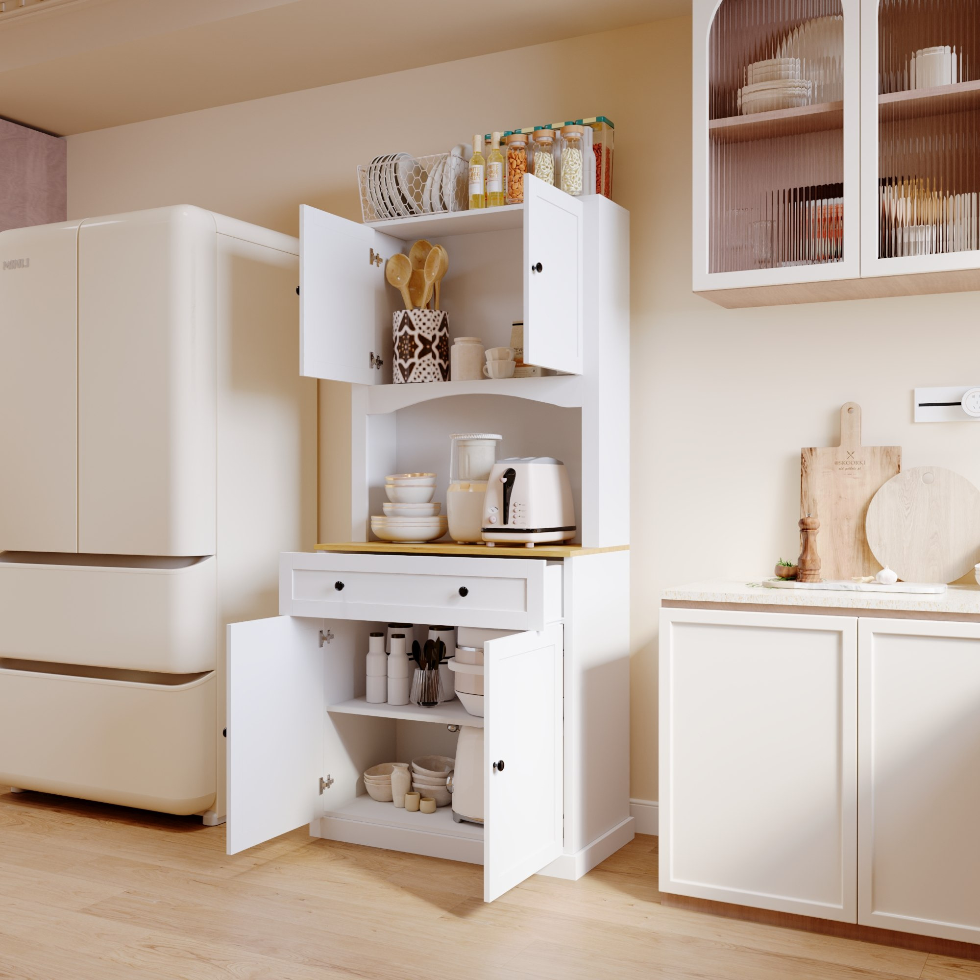 Sky 4-Door Kitchen Cabinet Coffee Corner with Drawer-hbxfurniture-diningroom-buffetsandsideboards-image-3