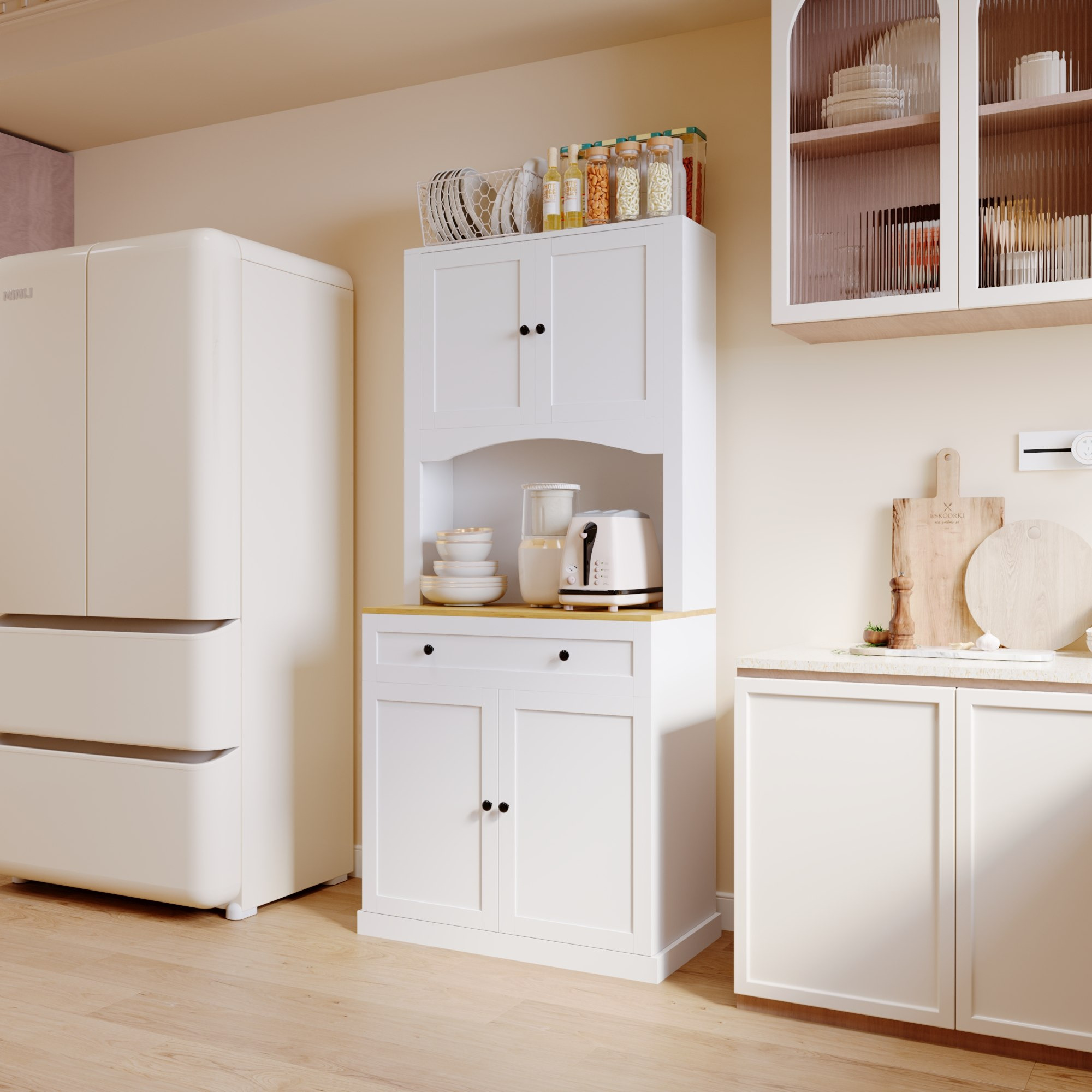 Sky 4-Door Kitchen Cabinet Coffee Corner with Drawer-hbxfurniture-diningroom-buffetsandsideboards-image-4