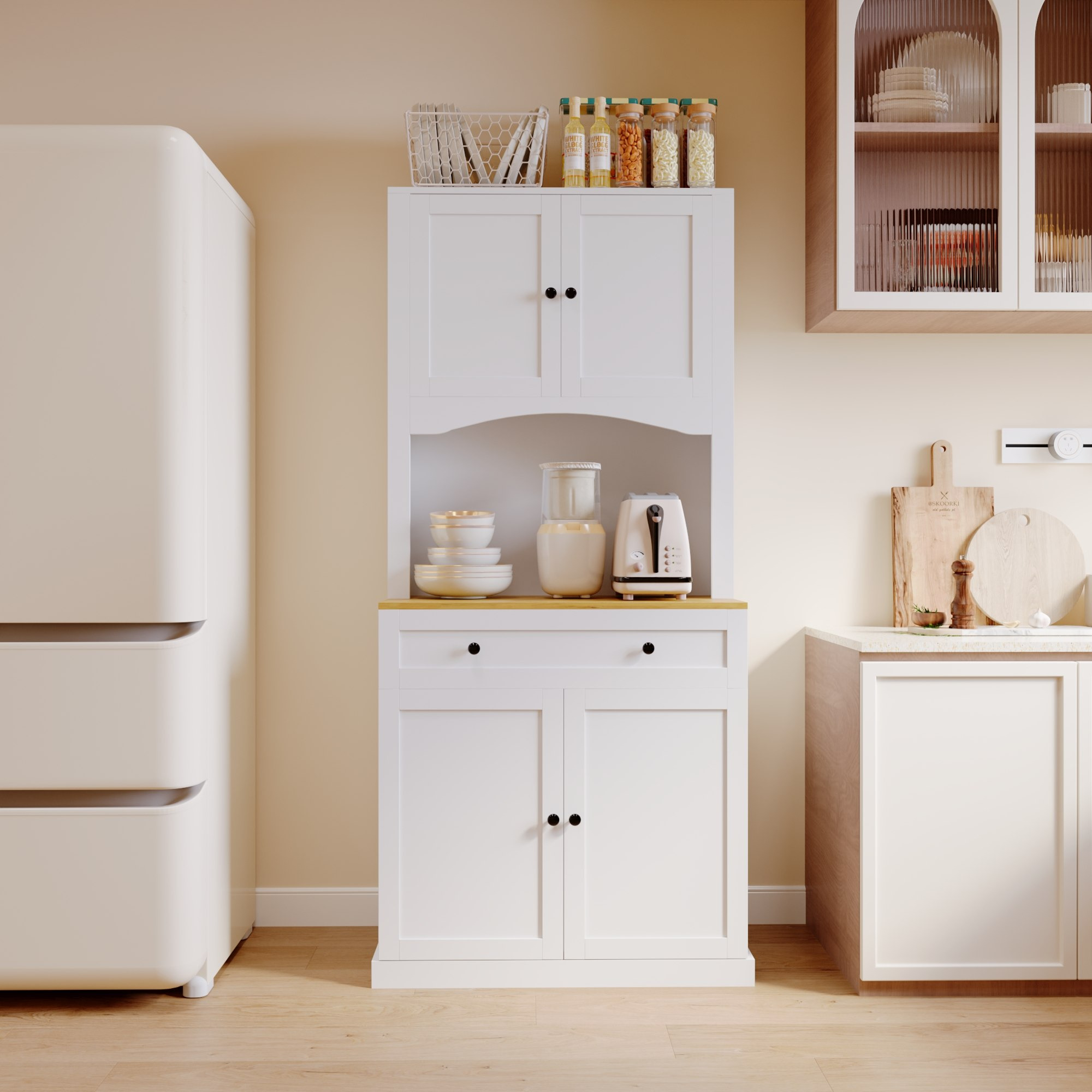 Sky 4-Door Kitchen Cabinet Coffee Corner with Drawer-hbxfurniture-diningroom-buffetsandsideboards-image-5