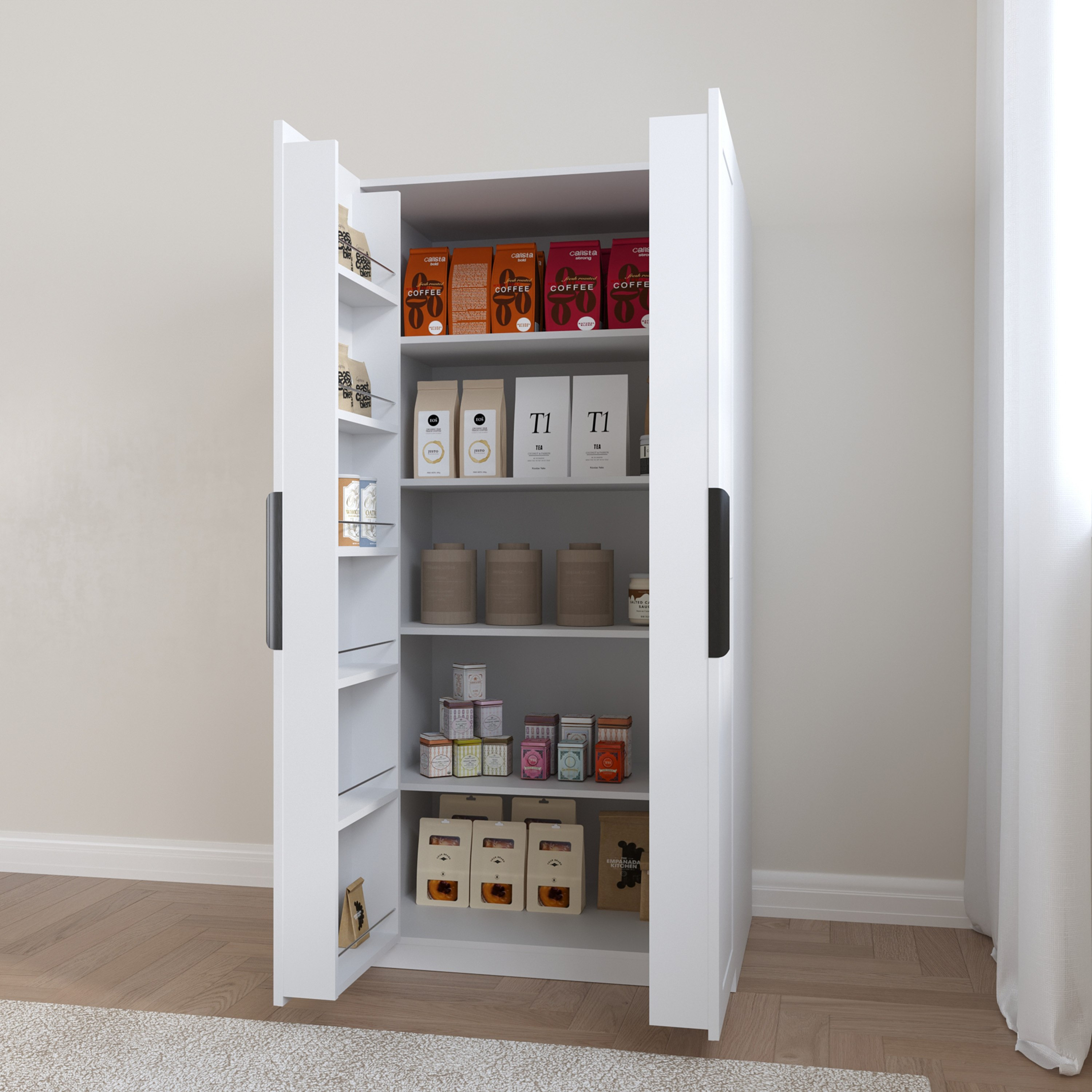 Walker 2-Door Freestanding Kitchen Cupboard with 5 Shelves and Storage Unit-hbxfurniture-diningroom-buffetsandsideboards-image-4