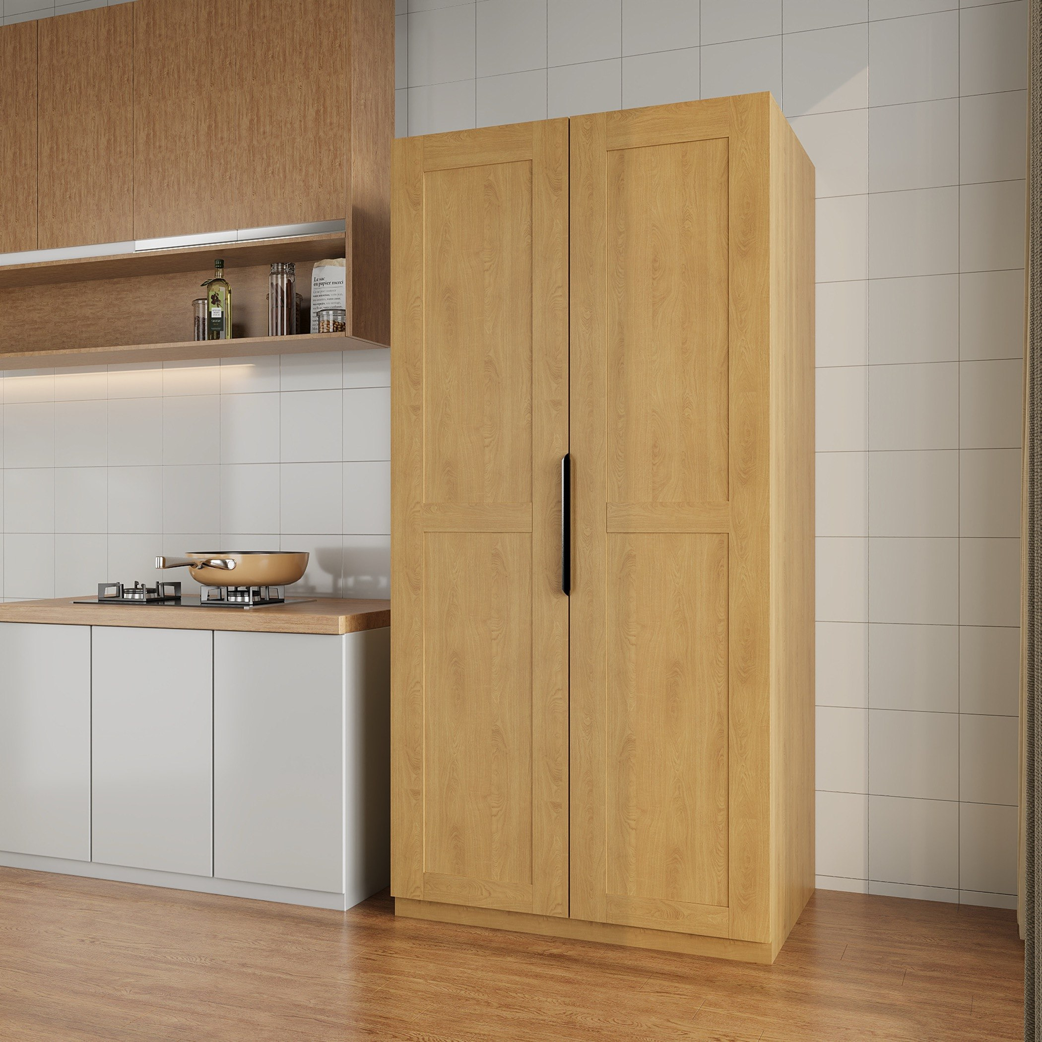Walker 2-Door Freestanding Kitchen Cupboard with 5 Shelves and Storage Unit-hbxfurniture-diningroom-buffetsandsideboards-image-2