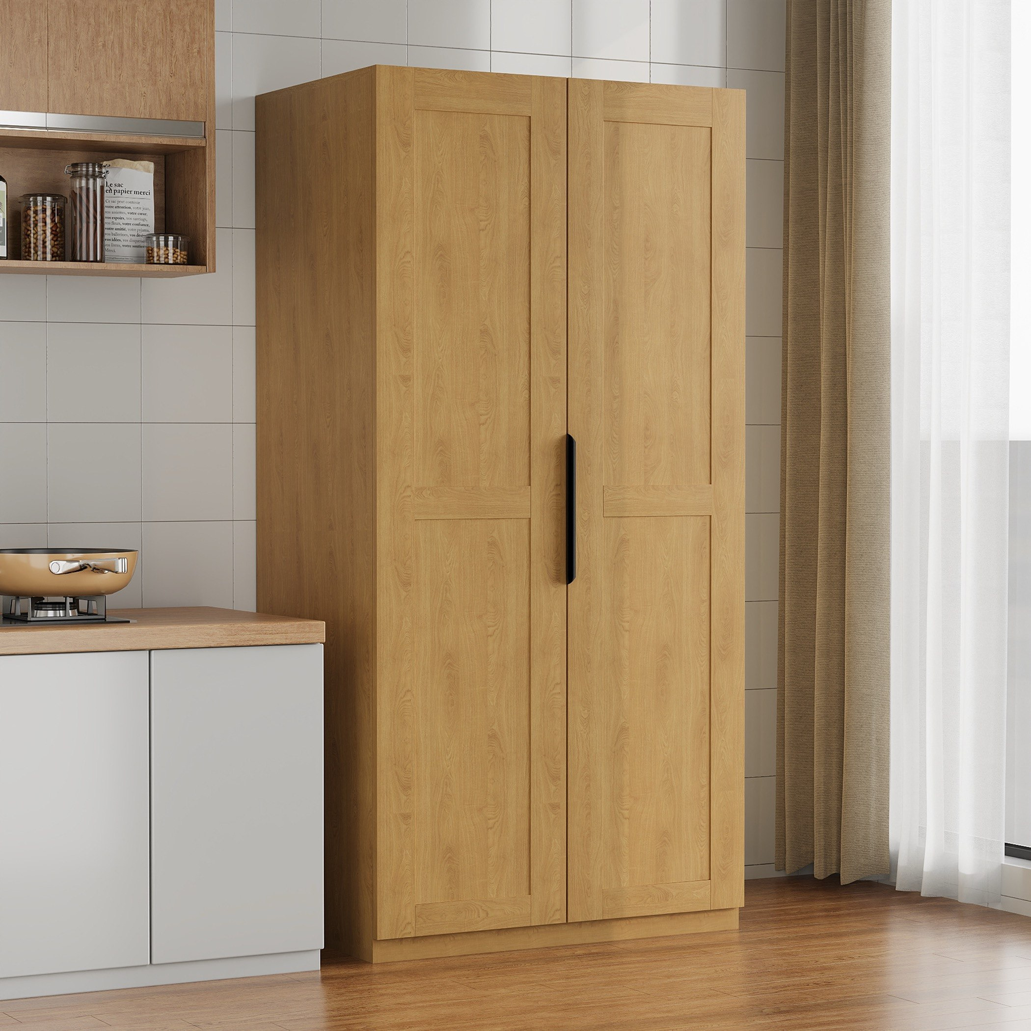 Walker 2-Door Freestanding Kitchen Cupboard with 5 Shelves and Storage Unit-hbxfurniture-diningroom-buffetsandsideboards-image-6