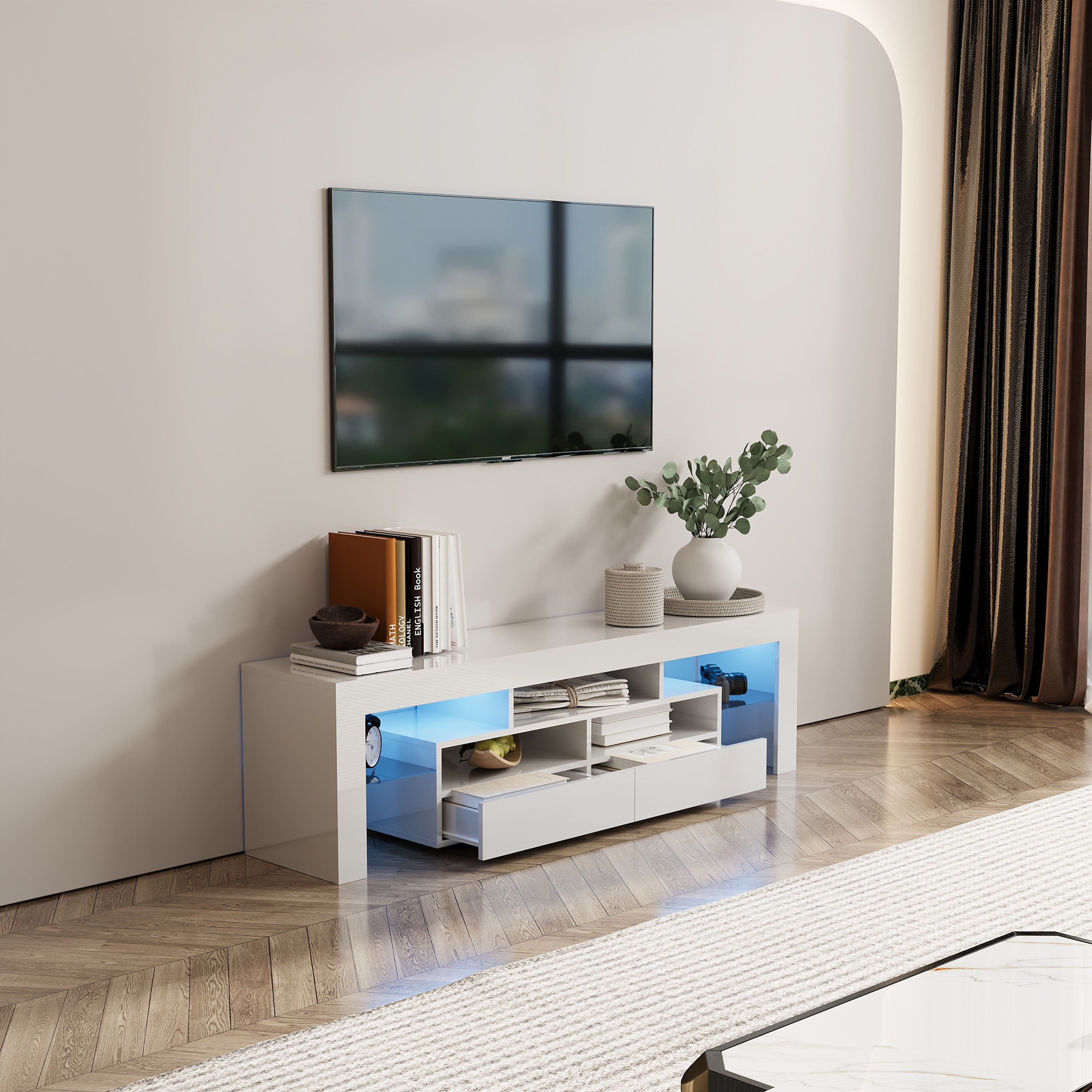 Movo Lupin Low TV Unit for TVs up to 70 inches with LED Lights-hbxlivingroom-mediaunitsandstorage-tvunits-image-2