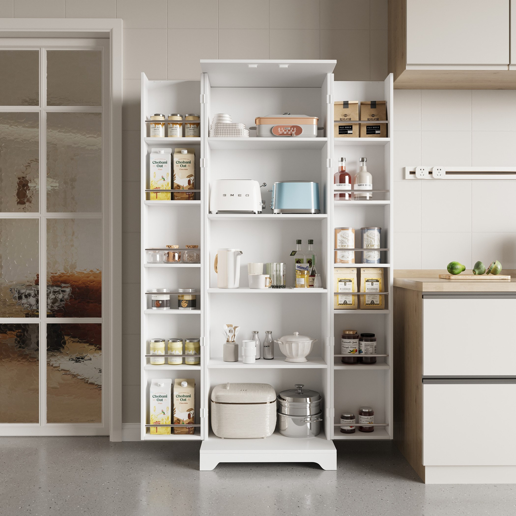 Movo Cole Freestanding Multipurpose Kitchen Cupboard with Adjustable Shelves and Storage-hbxfurniture-diningroom-buffetsandsideboards-image-3