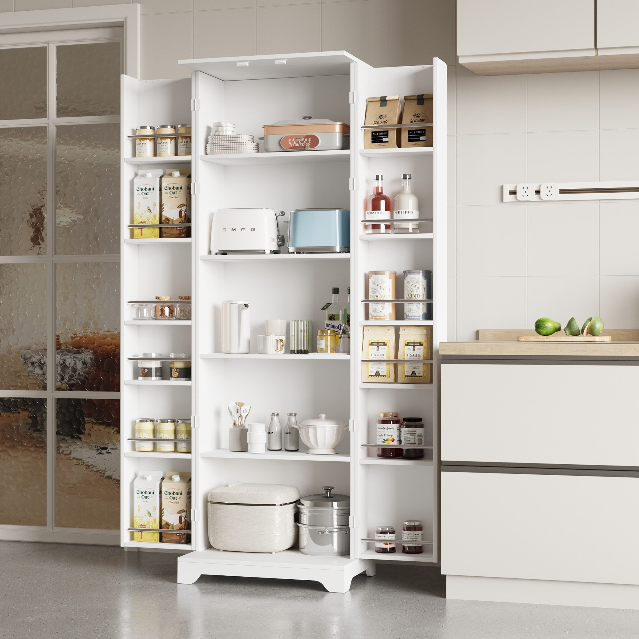 Movo Cole Freestanding Multipurpose Kitchen Cupboard with Adjustable Shelves and Storage-hbxfurniture-diningroom-buffetsandsideboards-image-4