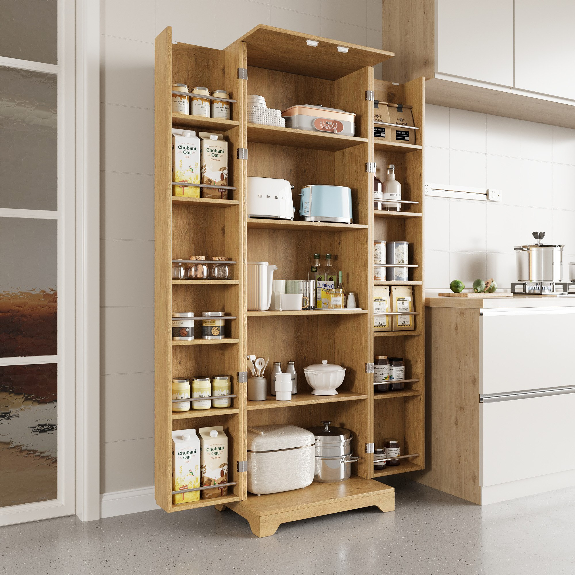 Movo Cole Freestanding Multipurpose Kitchen Cupboard with Adjustable Shelves and Storage-hbxfurniture-diningroom-buffetsandsideboards-image-1