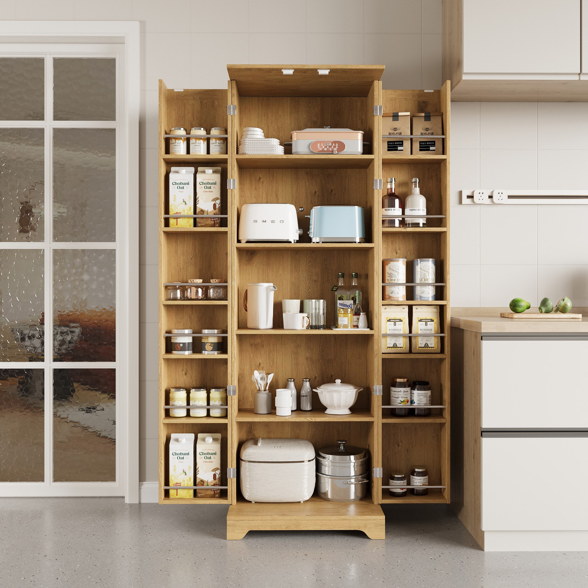Movo Cole Freestanding Multipurpose Kitchen Cupboard with Adjustable Shelves and Storage-hbxfurniture-diningroom-buffetsandsideboards-image-3