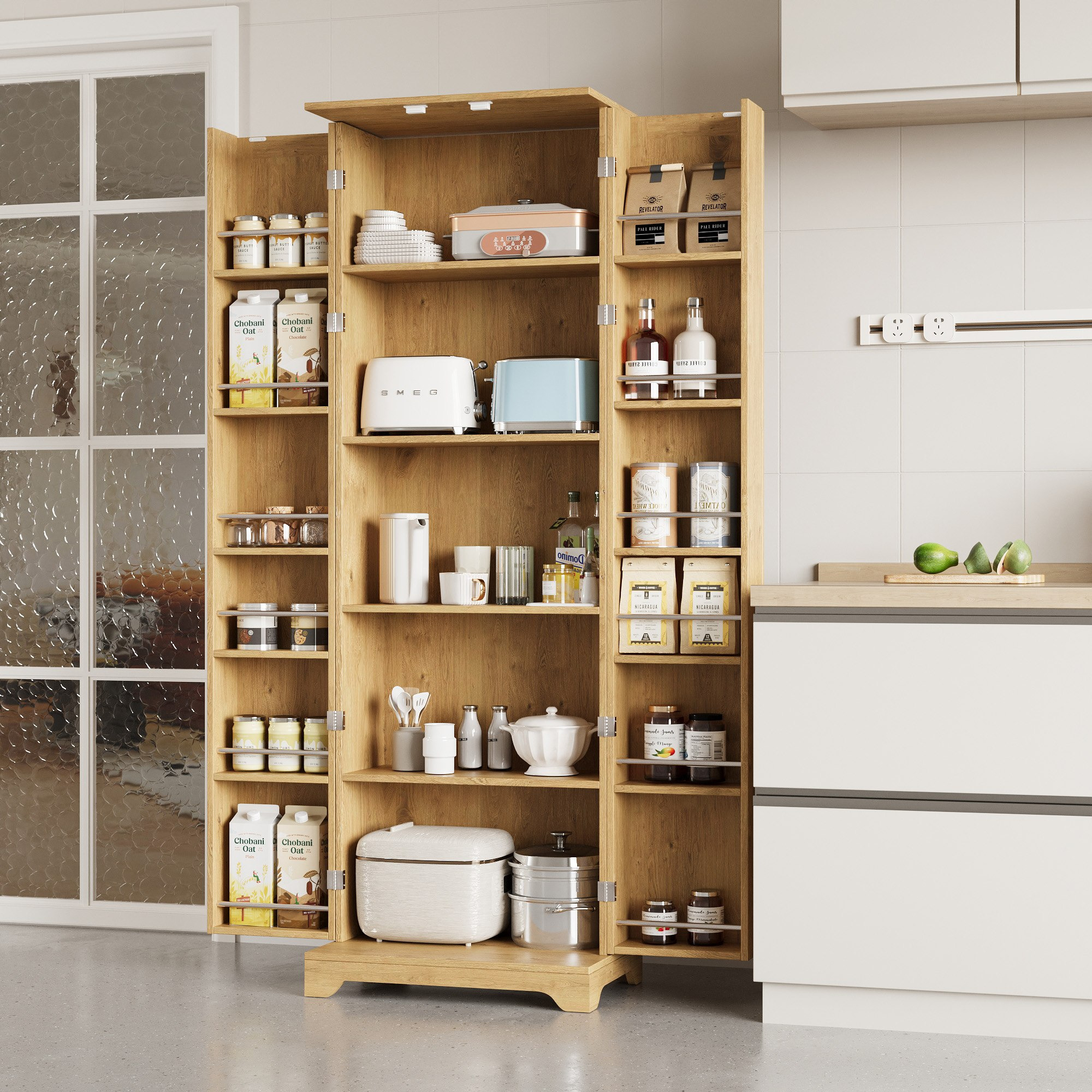 Movo Cole Freestanding Multipurpose Kitchen Cupboard with Adjustable Shelves and Storage-hbxfurniture-diningroom-buffetsandsideboards-image-4