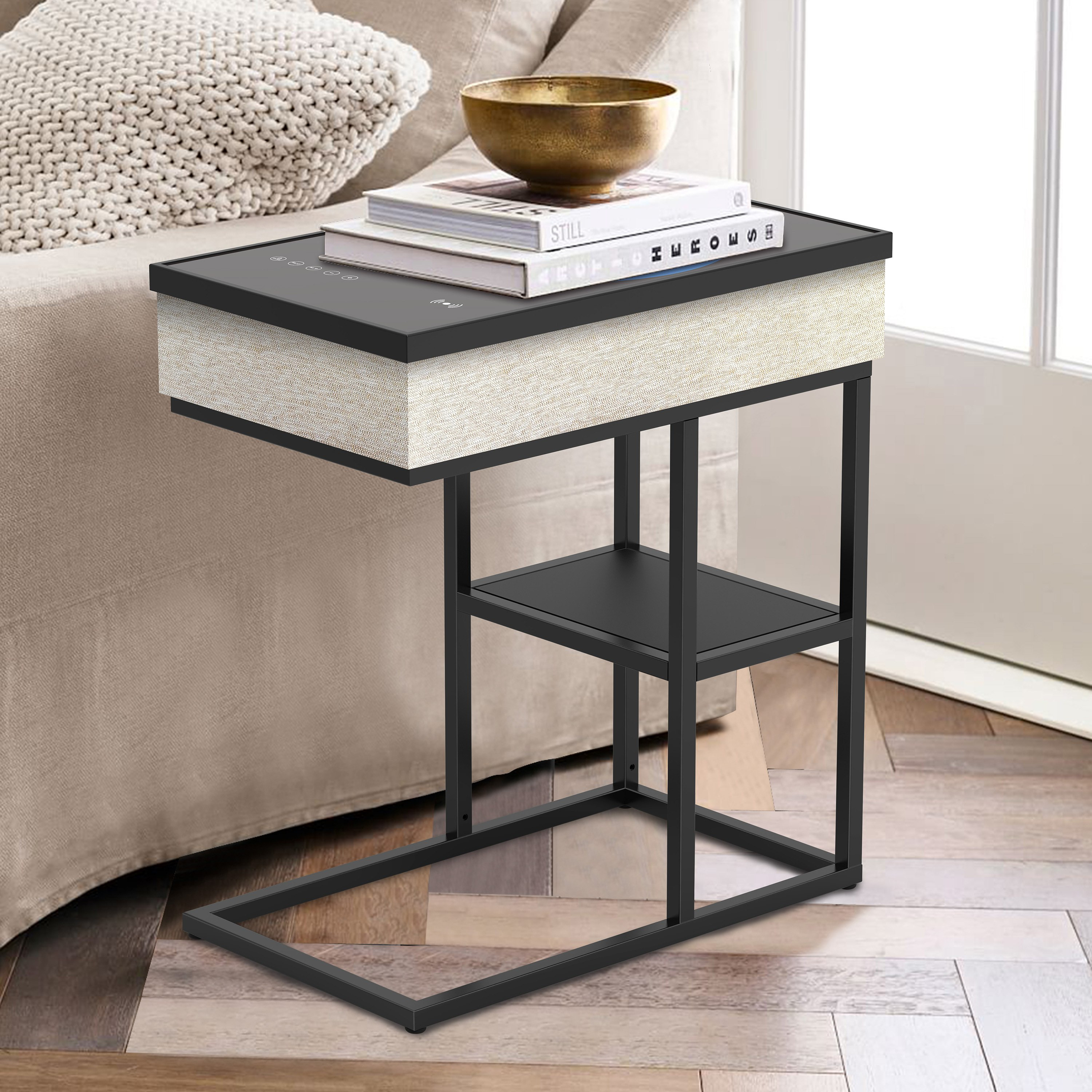 Delta Rectangle End Table with Bluetooth Speaker and USB Charging Port-hbxfurniture-livingroom-endtables-image-1
