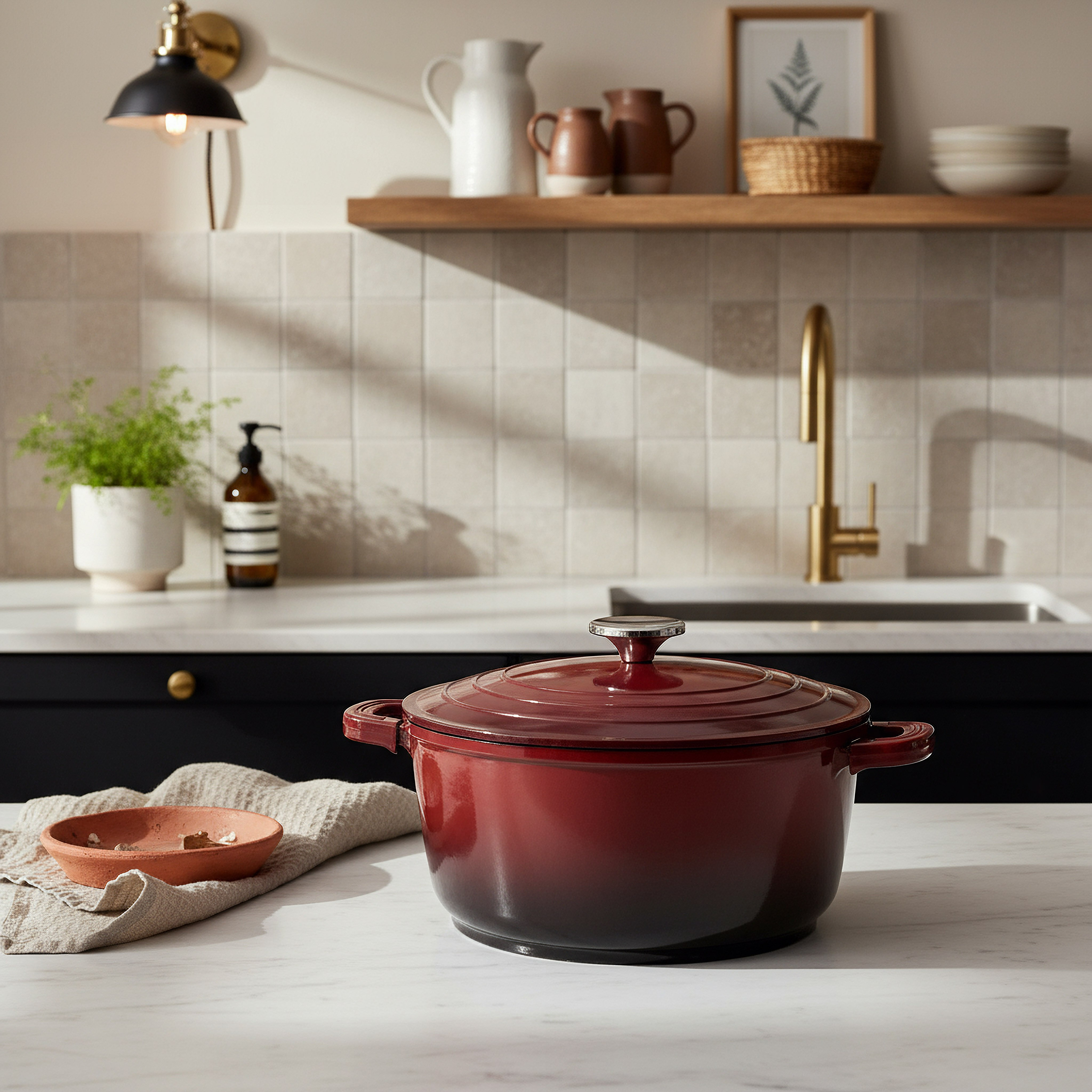 كسرولة ألومنيوم مصبوب ضحلة بغطاء من لا كالدا - 24 سم-hbxdecorandfurnishings-tabletop-serveware-image-3