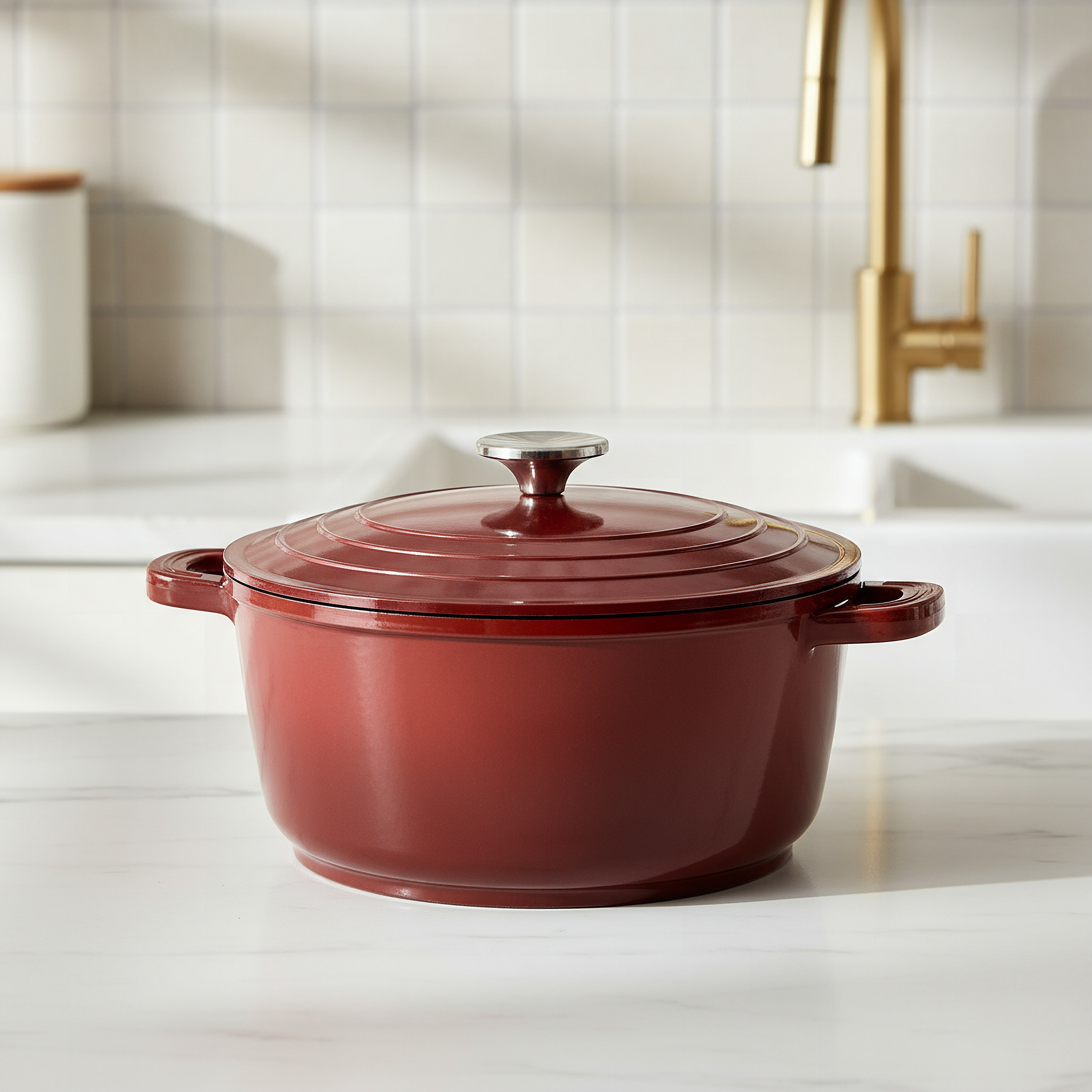 كسرولة ألومنيوم مصبوب ضحلة بغطاء من لا كالدا - 24 سم-hbxdecorandfurnishings-tabletop-serveware-image-1