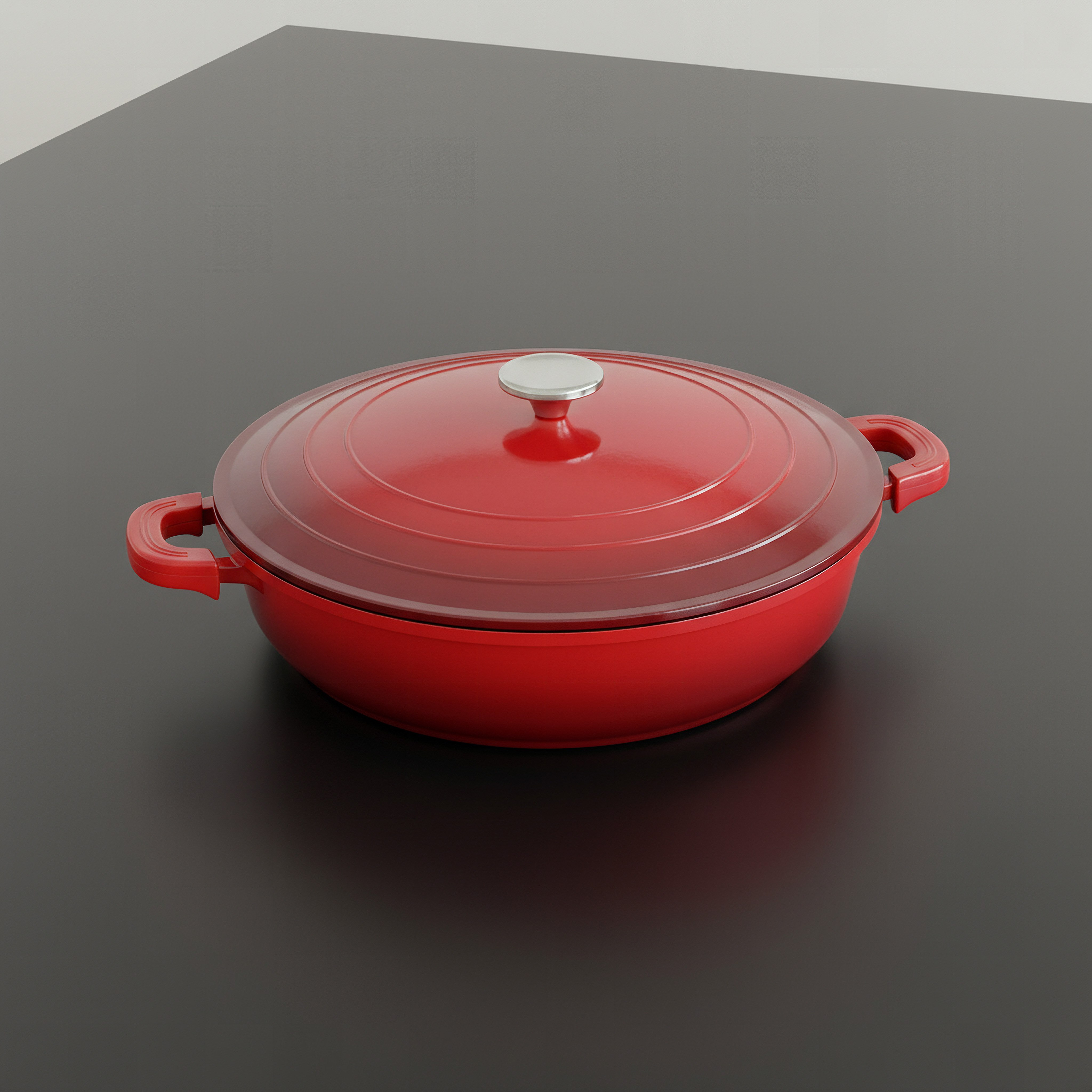 La Calda Shallow Cast Aluminium Casserole with Lid - 32 cm-hbxdecorandfurnishings-tabletop-serveware-image-1