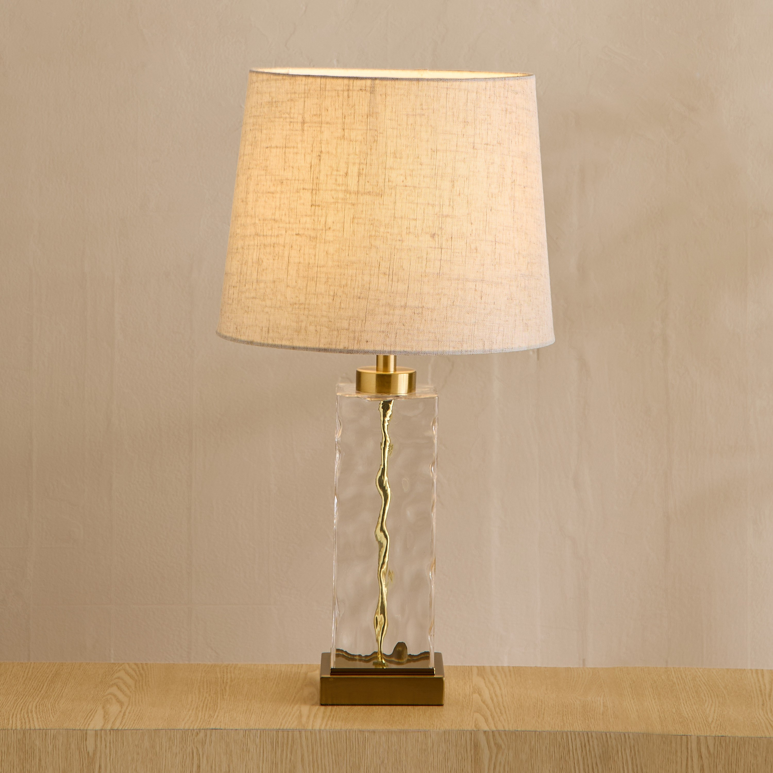مصباح طاولة زجاج ومعدن مع غطاء كتان من بليث - 33x60.5 سم-hbxlivingroom-lighting-tablelamps-image-2