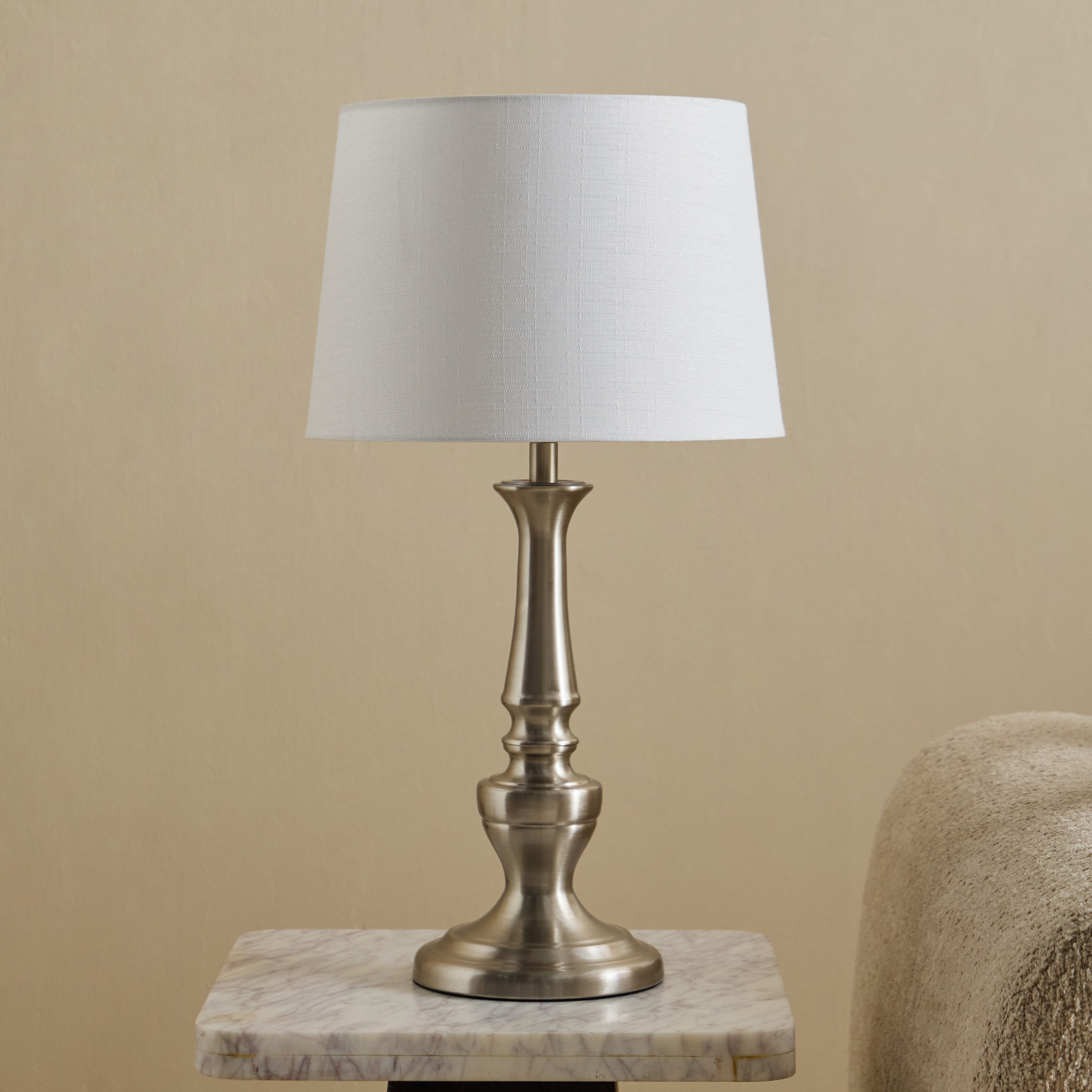 Blythe Sturdy Metal Table Lamp with Linen Shade - 33x61 cm-hbxlivingroom-lighting-tablelamps-image-1