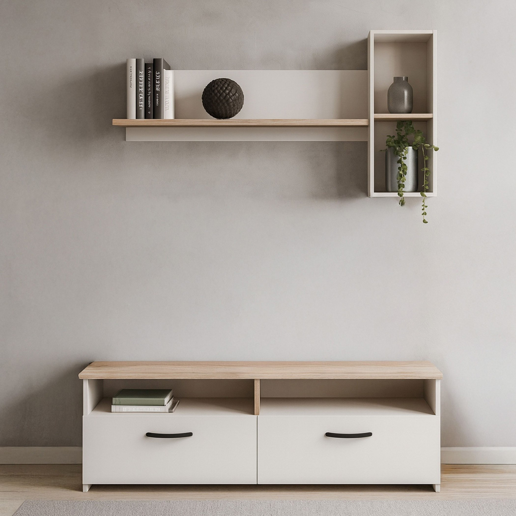 Sheron TV Unit with Wall Shelf for TVs up to 65 Inches-hbxlivingroom-mediaunitsandstorage-tvunits-image-2
