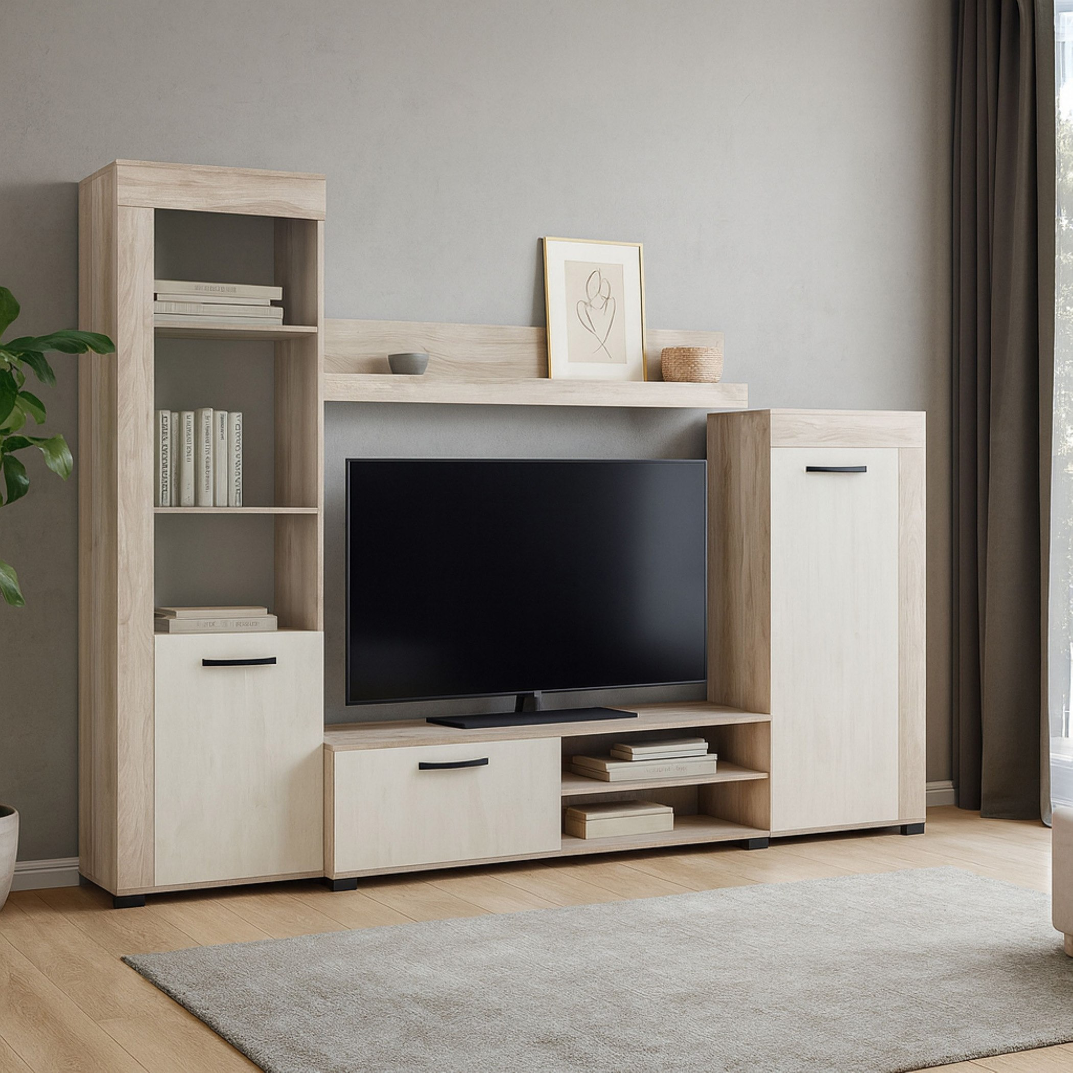 Tiago Wall Unit with Storage for TVs up to 55 Inches-hbxlivingroom-mediaunitsandstorage-wallunits-image-1