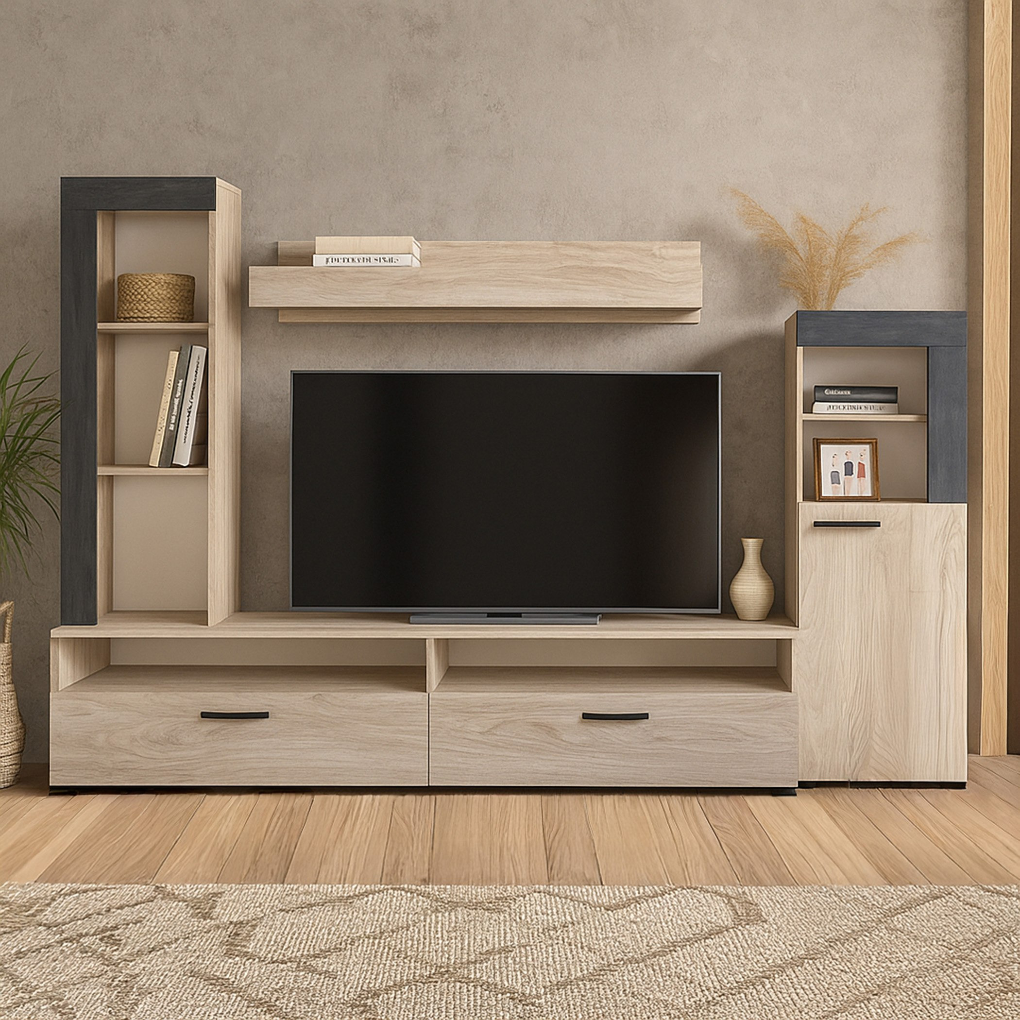 وحدة حائط بمساحة تخزين لأجهزة التلفزيون حتى 65 بوصة من أليدا-hbxlivingroom-mediaunitsandstorage-wallunits-image-1