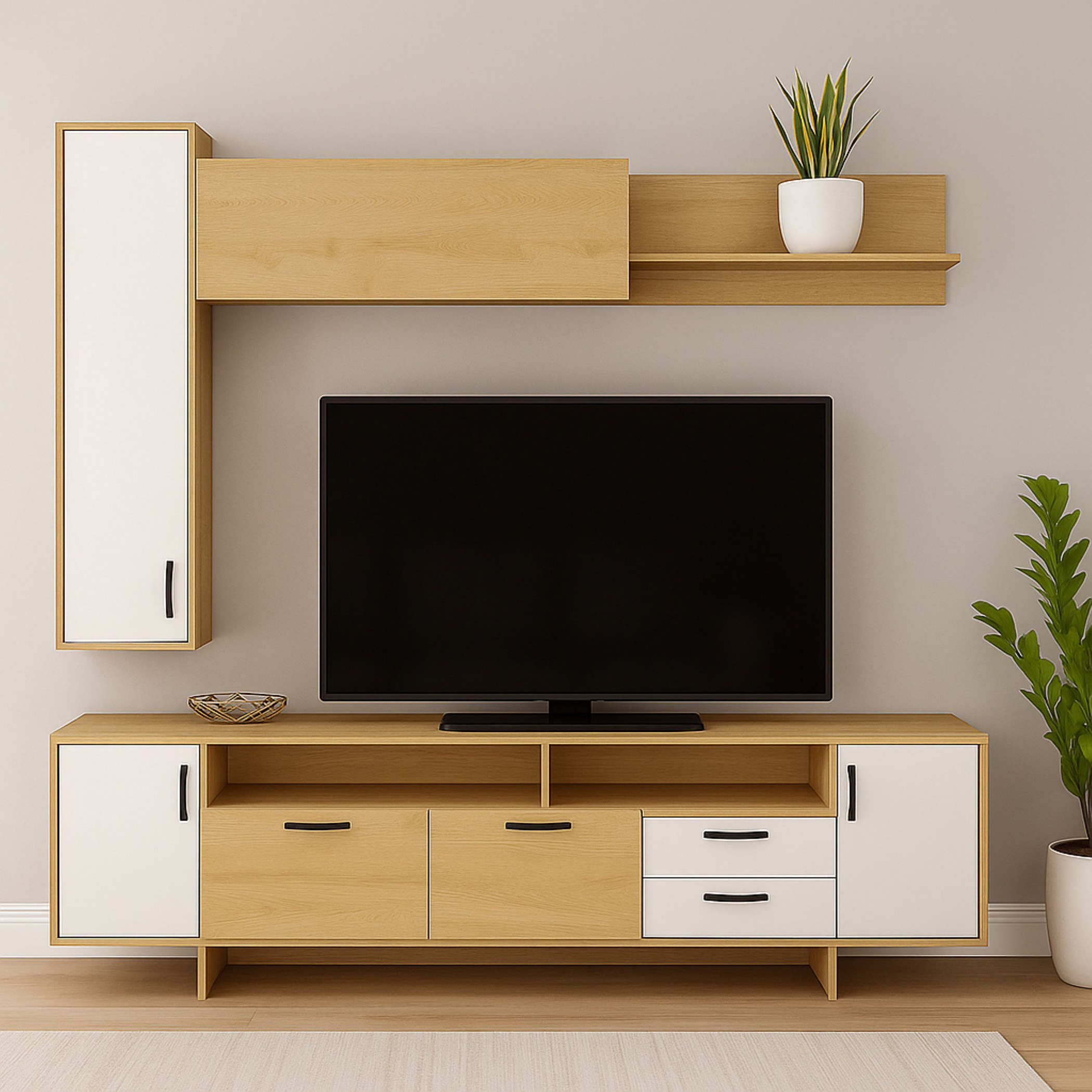 وحدة حائط بمساحة تخزين لأجهزة التلفزيون حتى 65 بوصة من بيلينا-hbxlivingroom-mediaunitsandstorage-wallunits-image-2