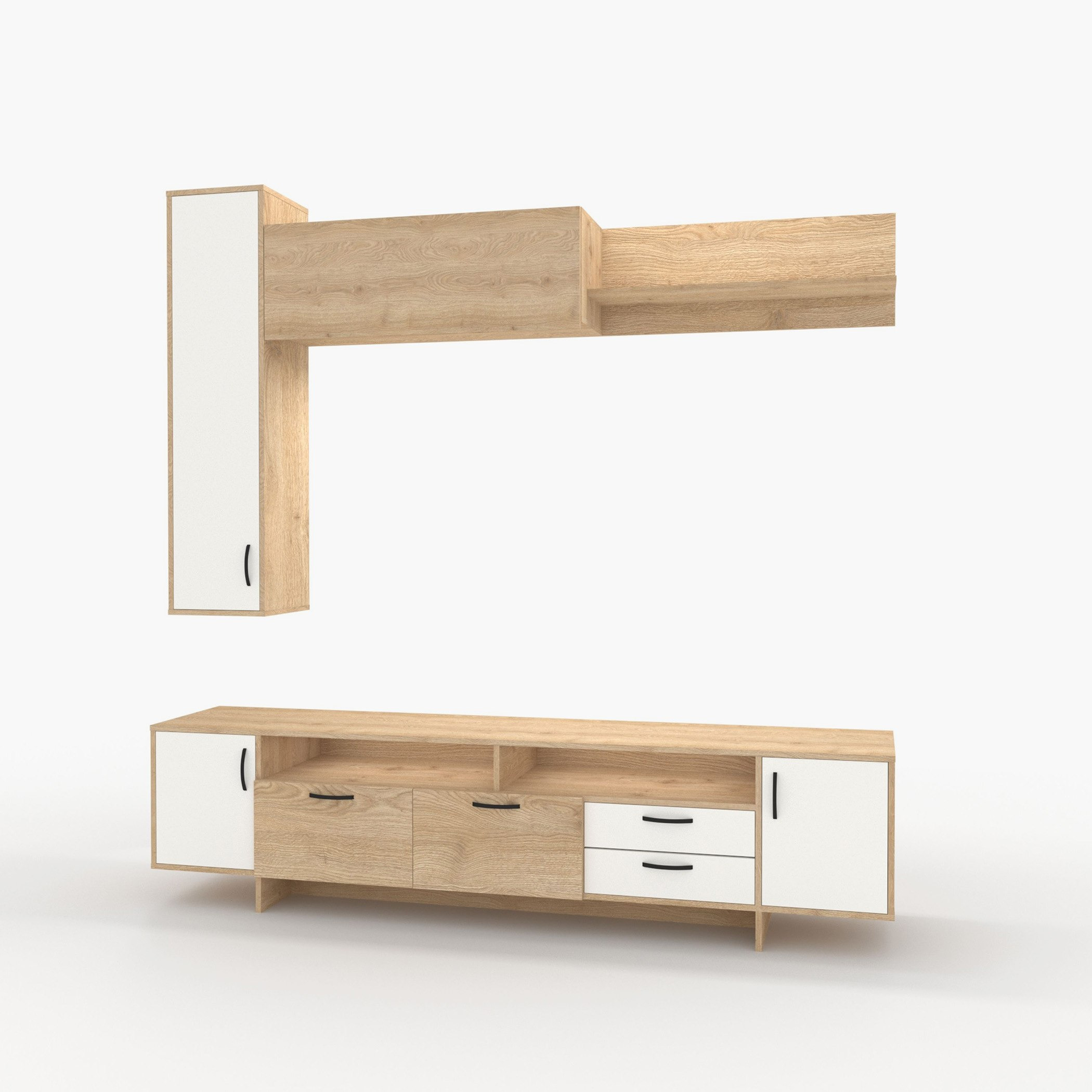 وحدة حائط بمساحة تخزين لأجهزة التلفزيون حتى 65 بوصة من بيلينا-hbxlivingroom-mediaunitsandstorage-wallunits-image-4