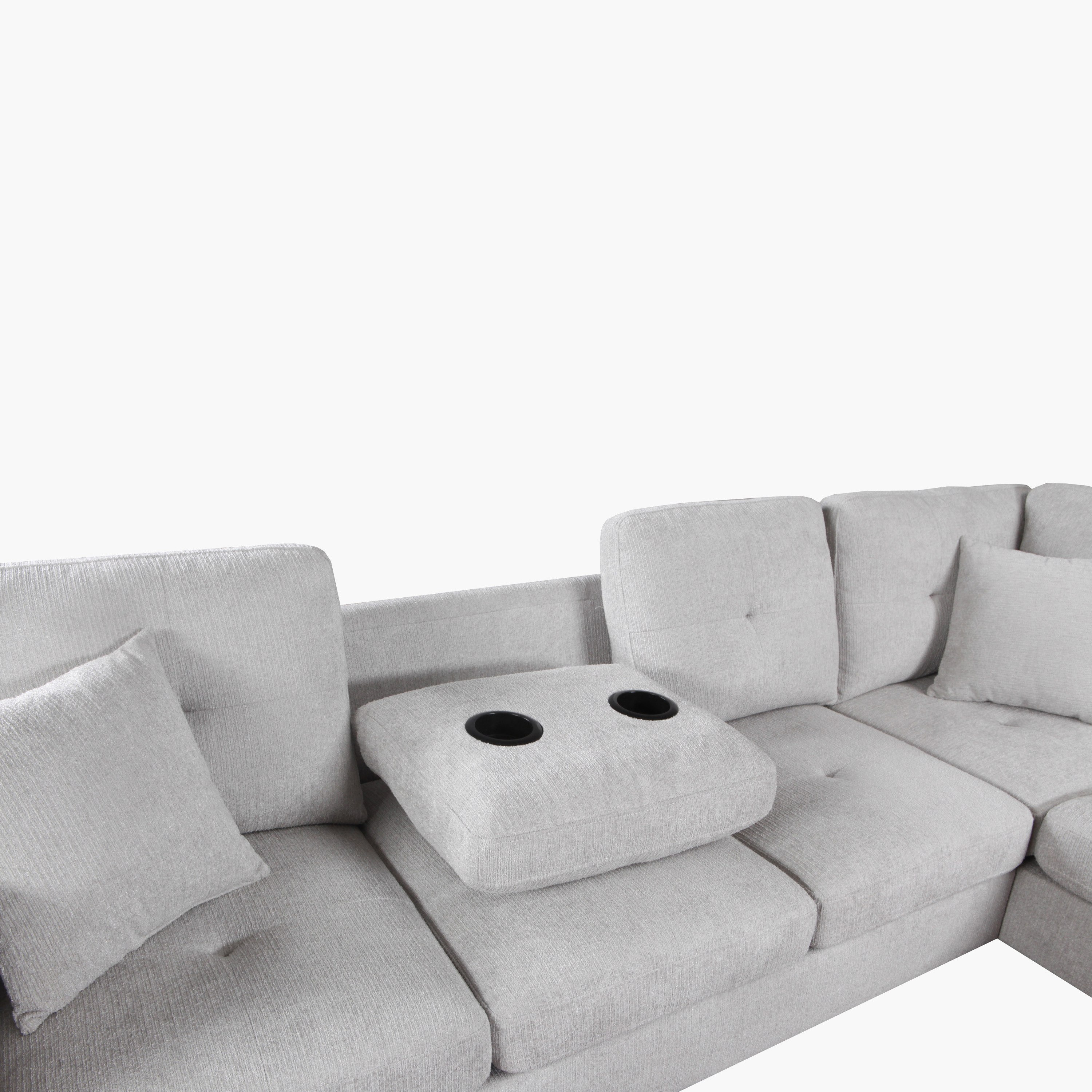 Movo Russel 4-Seater Right Corner Dropdown 2-Cupholder Fabric Sofa with 2 Cushions and Ottoman Storage-hbxlivingroom-sofasandarmchairs-modularsofas-image-11