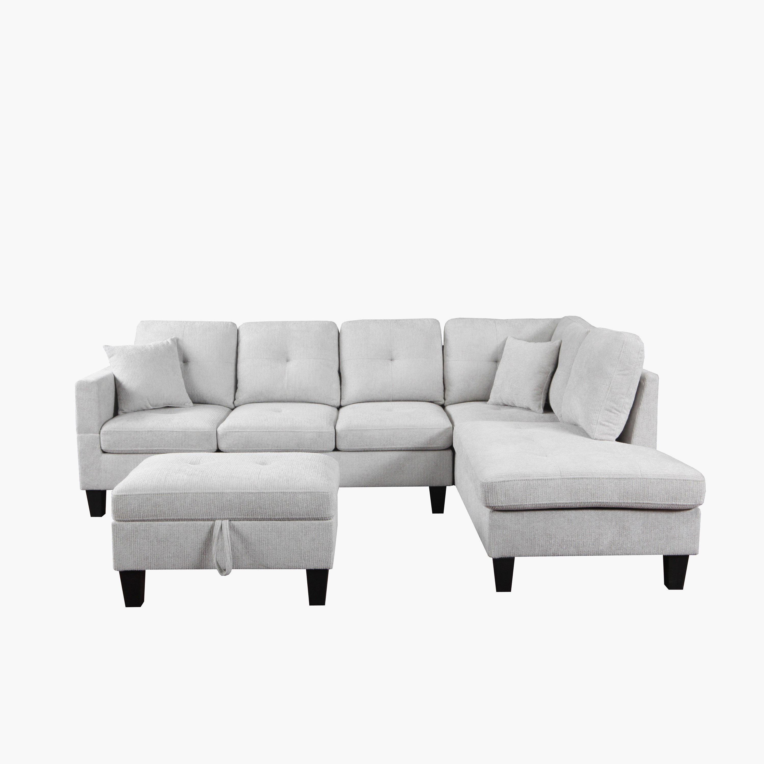 Movo Russel 4-Seater Right Corner Dropdown 2-Cupholder Fabric Sofa with 2 Cushions and Ottoman Storage-hbxlivingroom-sofasandarmchairs-modularsofas-image-2
