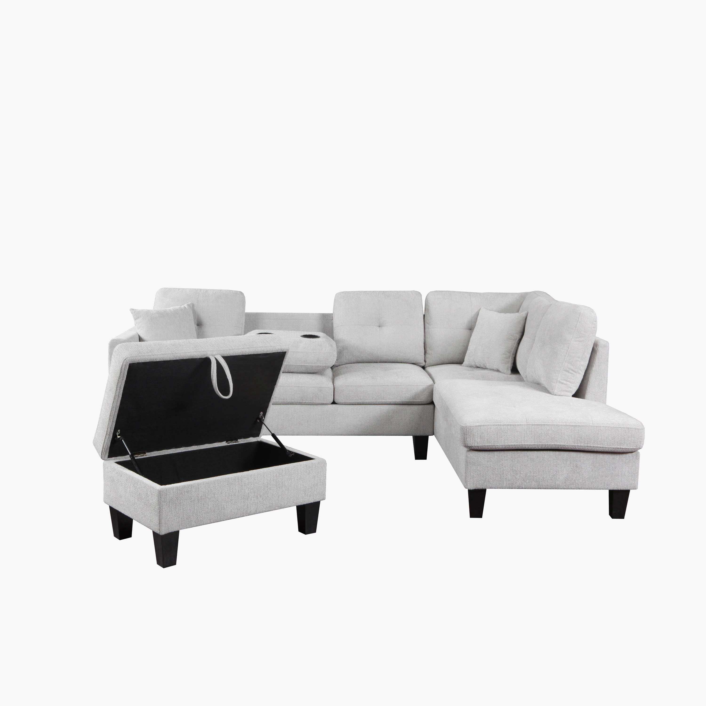 Movo Russel 4-Seater Right Corner Dropdown 2-Cupholder Fabric Sofa with 2 Cushions and Ottoman Storage-hbxlivingroom-sofasandarmchairs-modularsofas-image-7