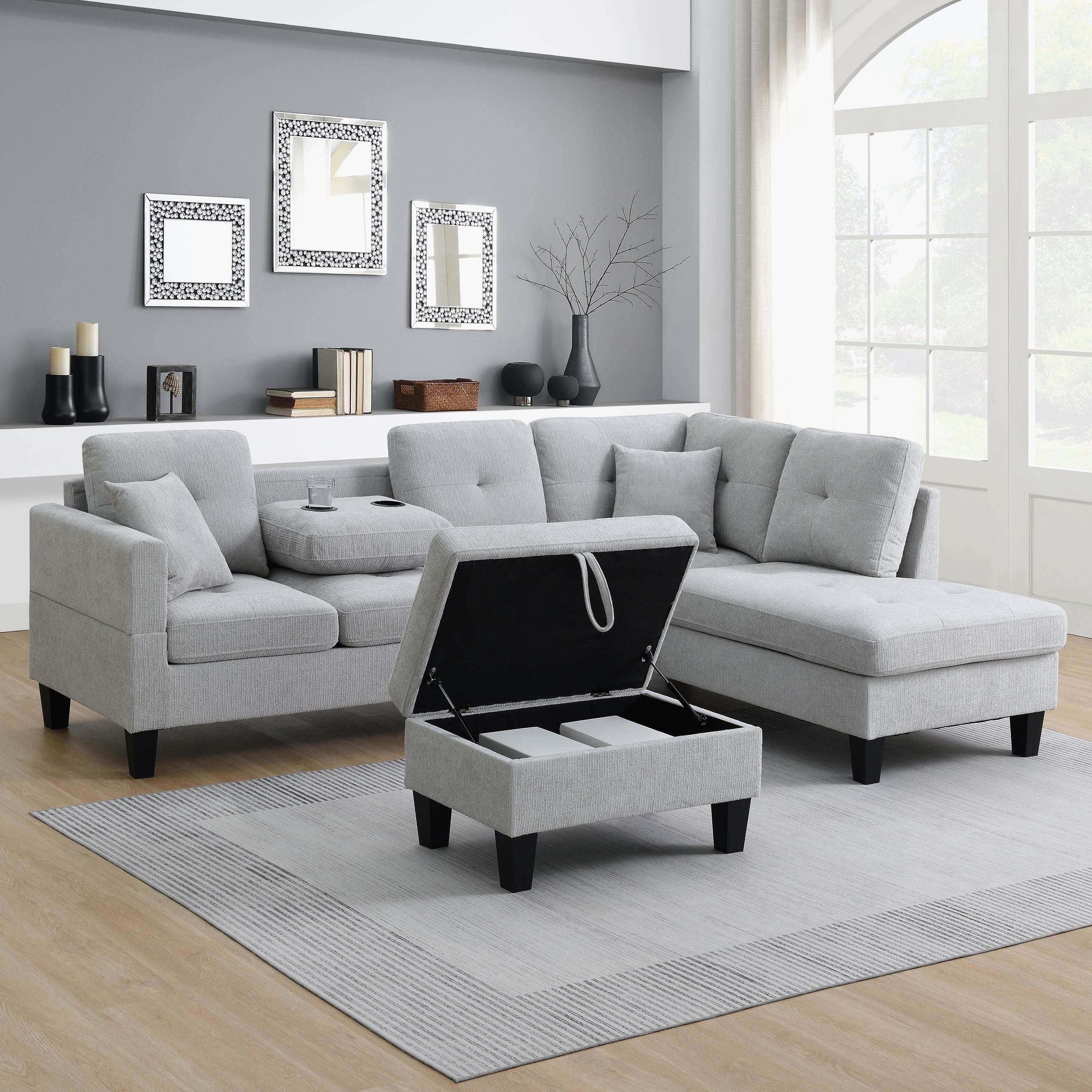Movo Russel 4-Seater Right Corner Dropdown 2-Cupholder Fabric Sofa with 2 Cushions and Ottoman Storage-hbxlivingroom-sofasandarmchairs-modularsofas-image-8