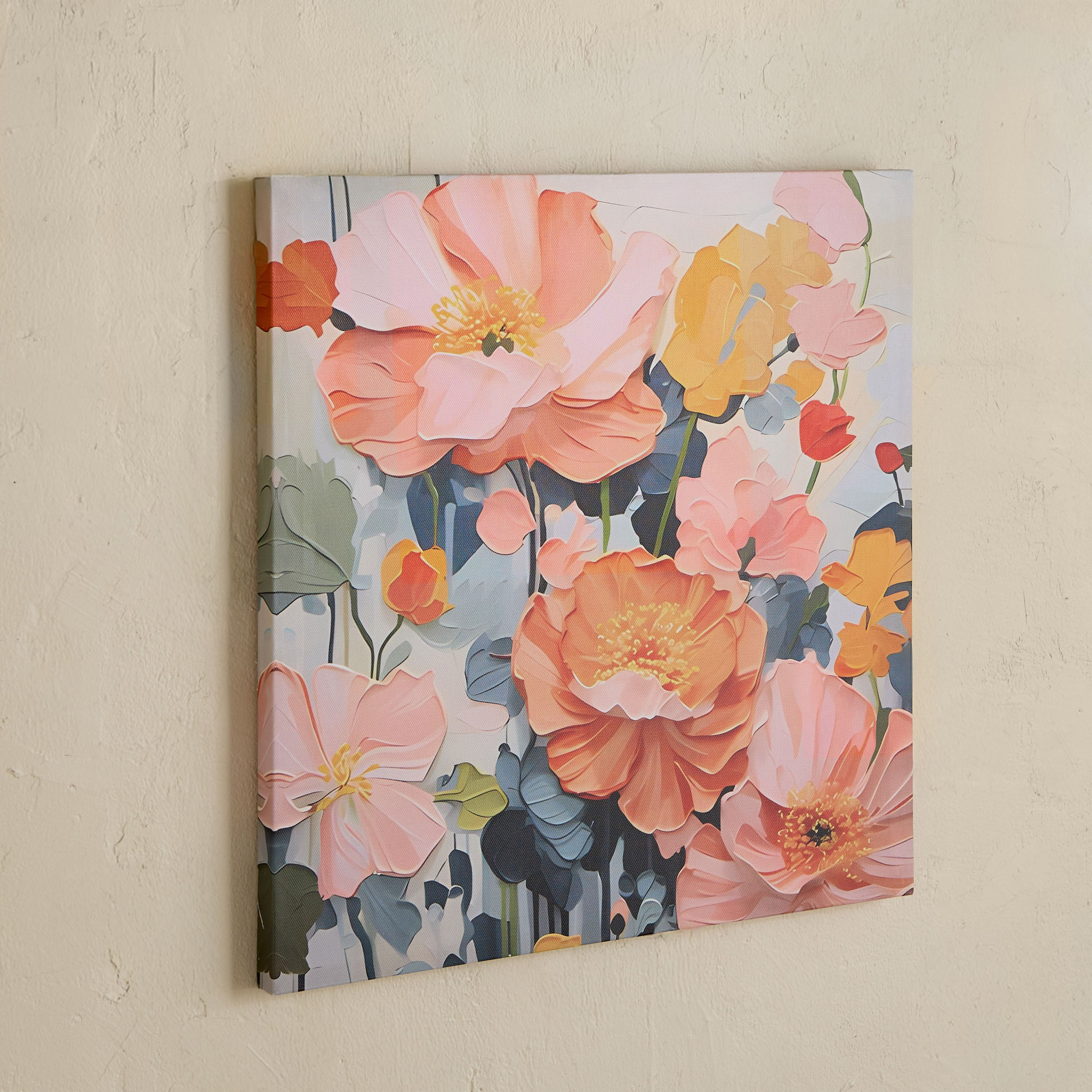 Elmer Onyx Canvas Printed Peony Flowers Framed Picture - 40x40x1.8 cm-hbxhomeware-hbxdecorandfurnishings-image-2